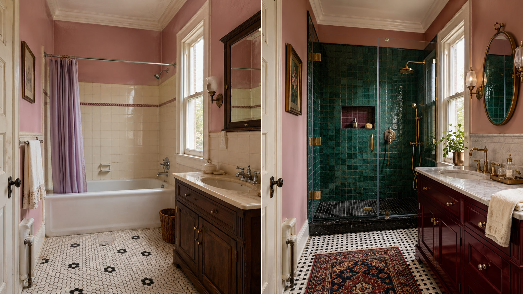 Jewel-Toned Victorian — Maximalist Walk-In Shower