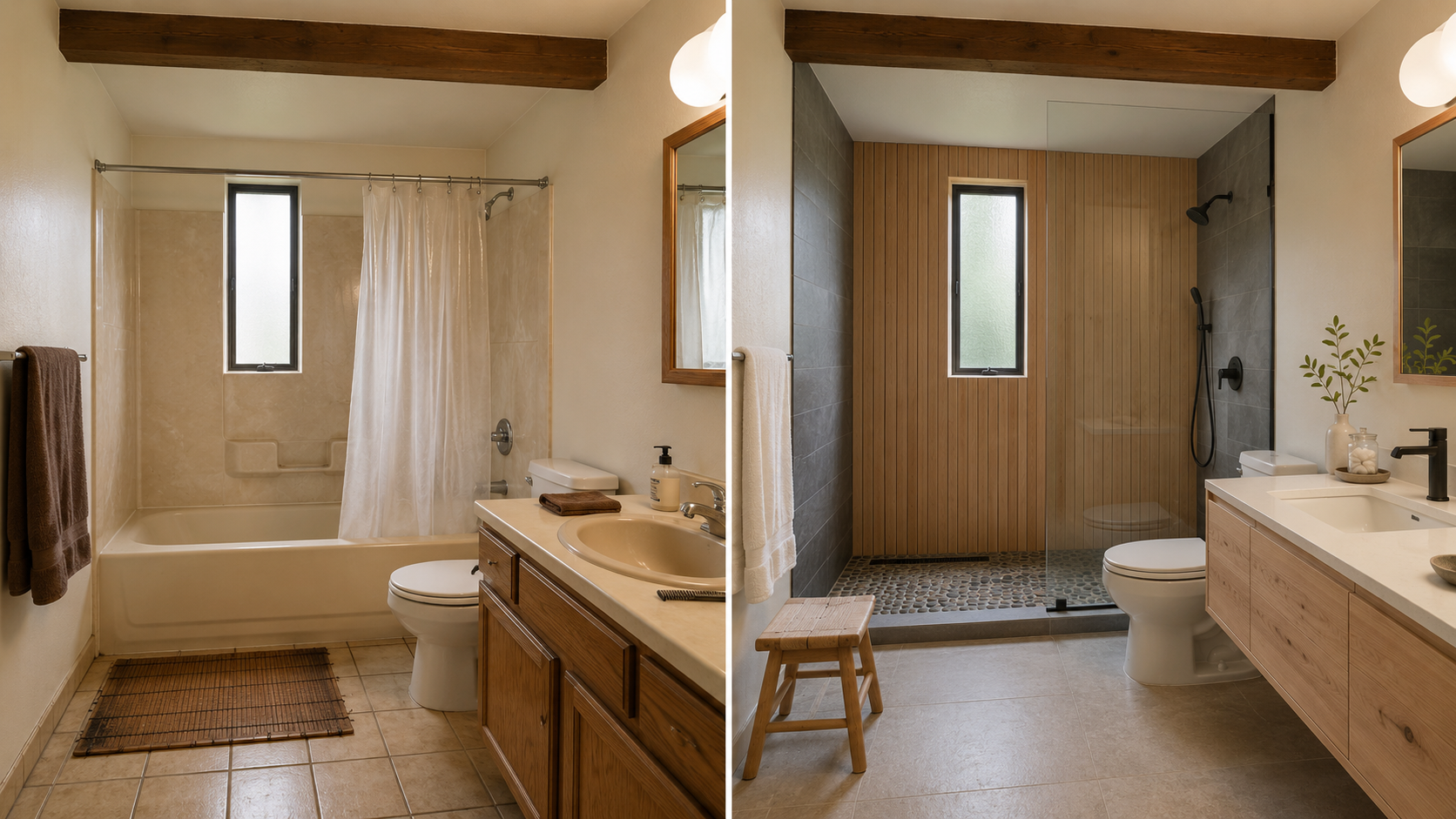 Clean Japanese-Influenced Minimalism — Cedar, Stone, and Clear Glass