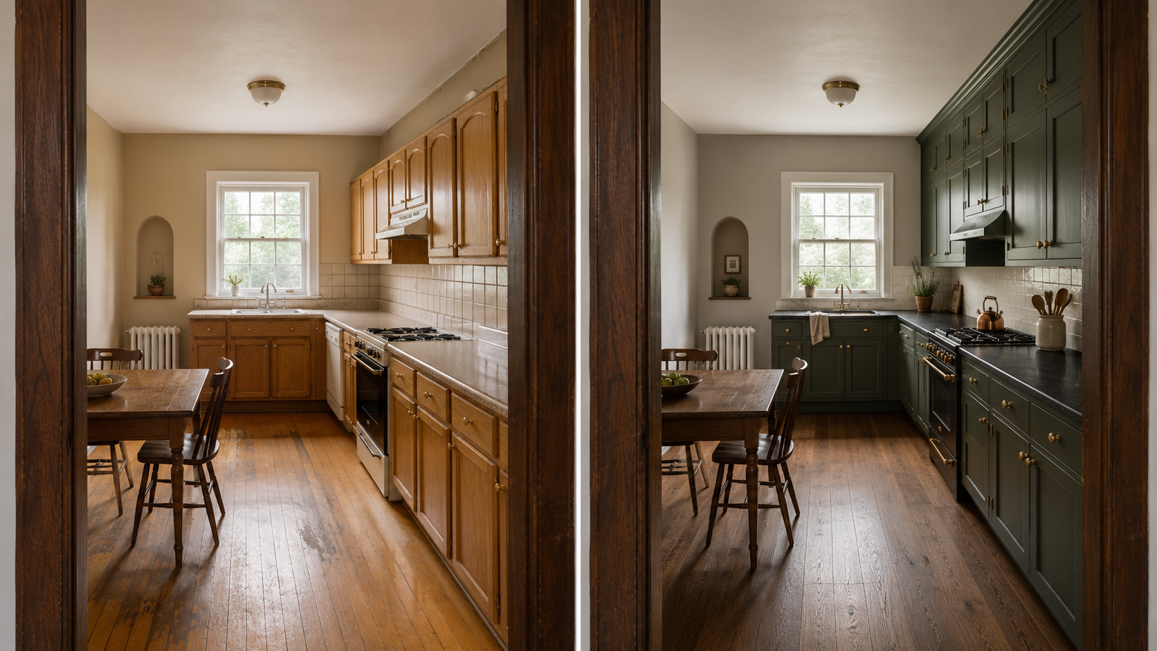 Moody English Country Kitchen, Doorway View