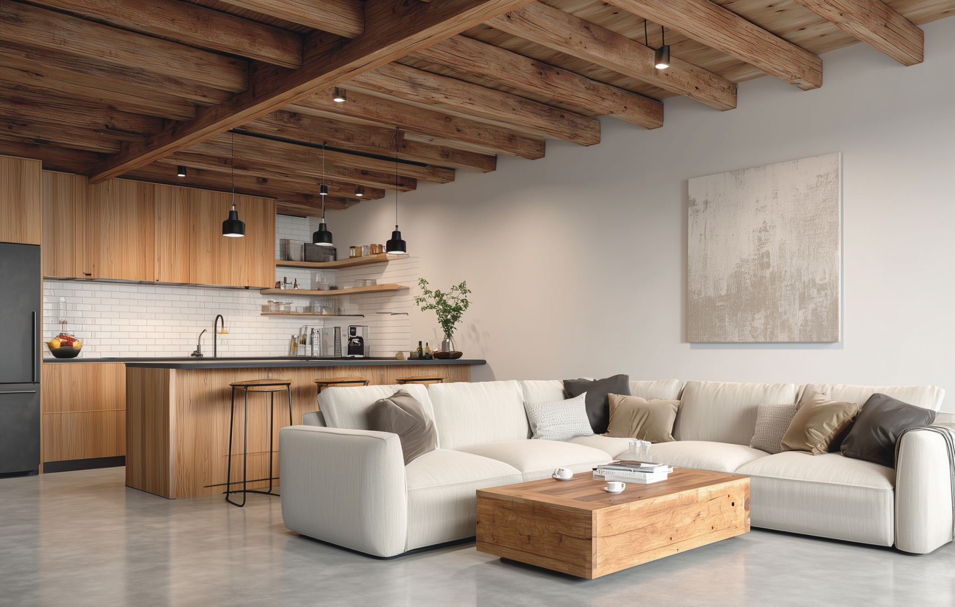 Basement Ceiling Options- wood beams