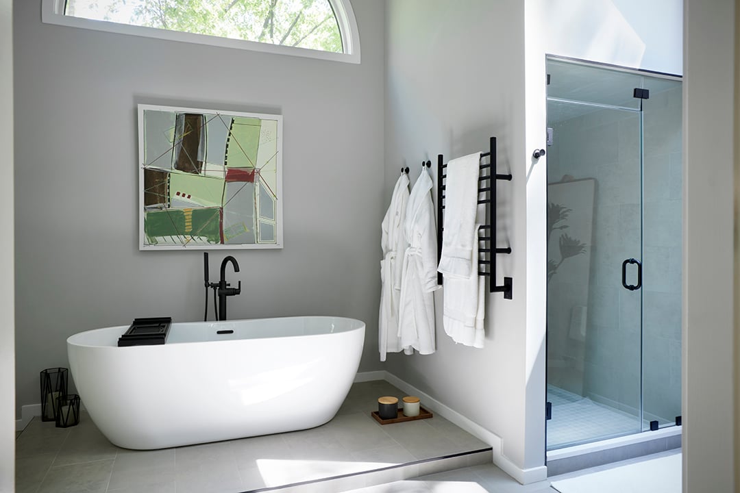 Bathroom with half-moon window