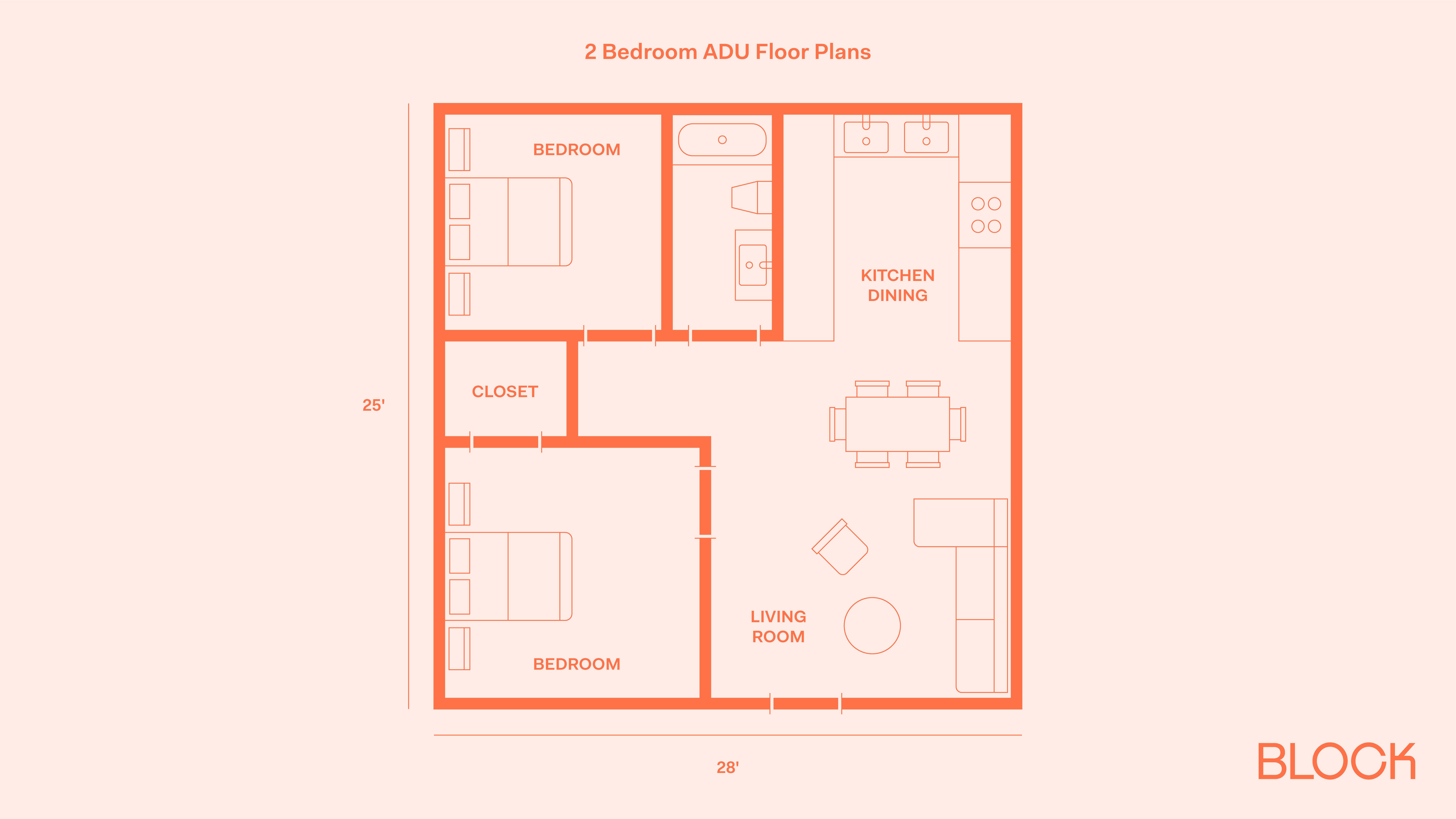 2 Bedroom ADU Floor Plan