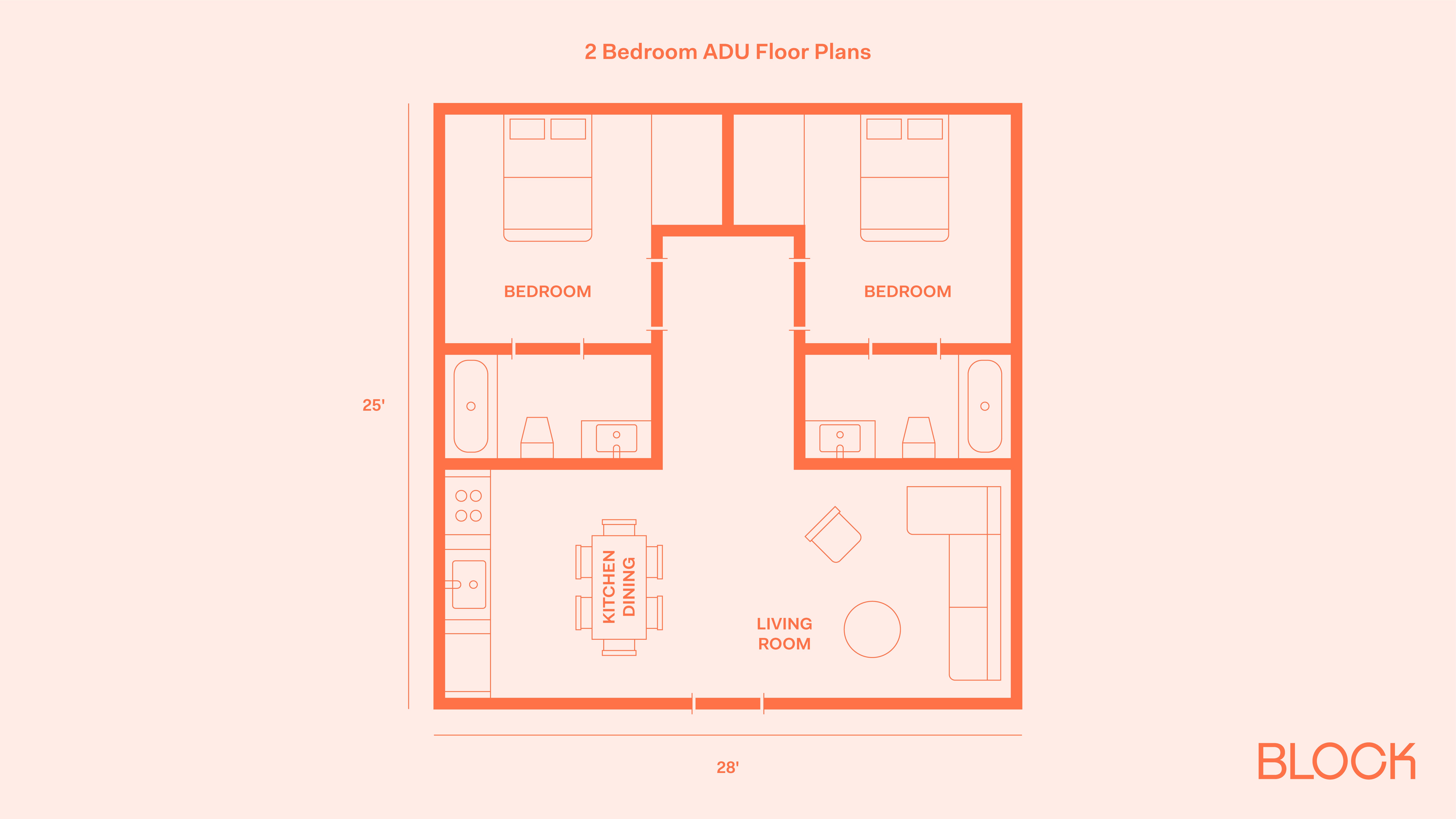 2 Bedroom ADU Floor Plan