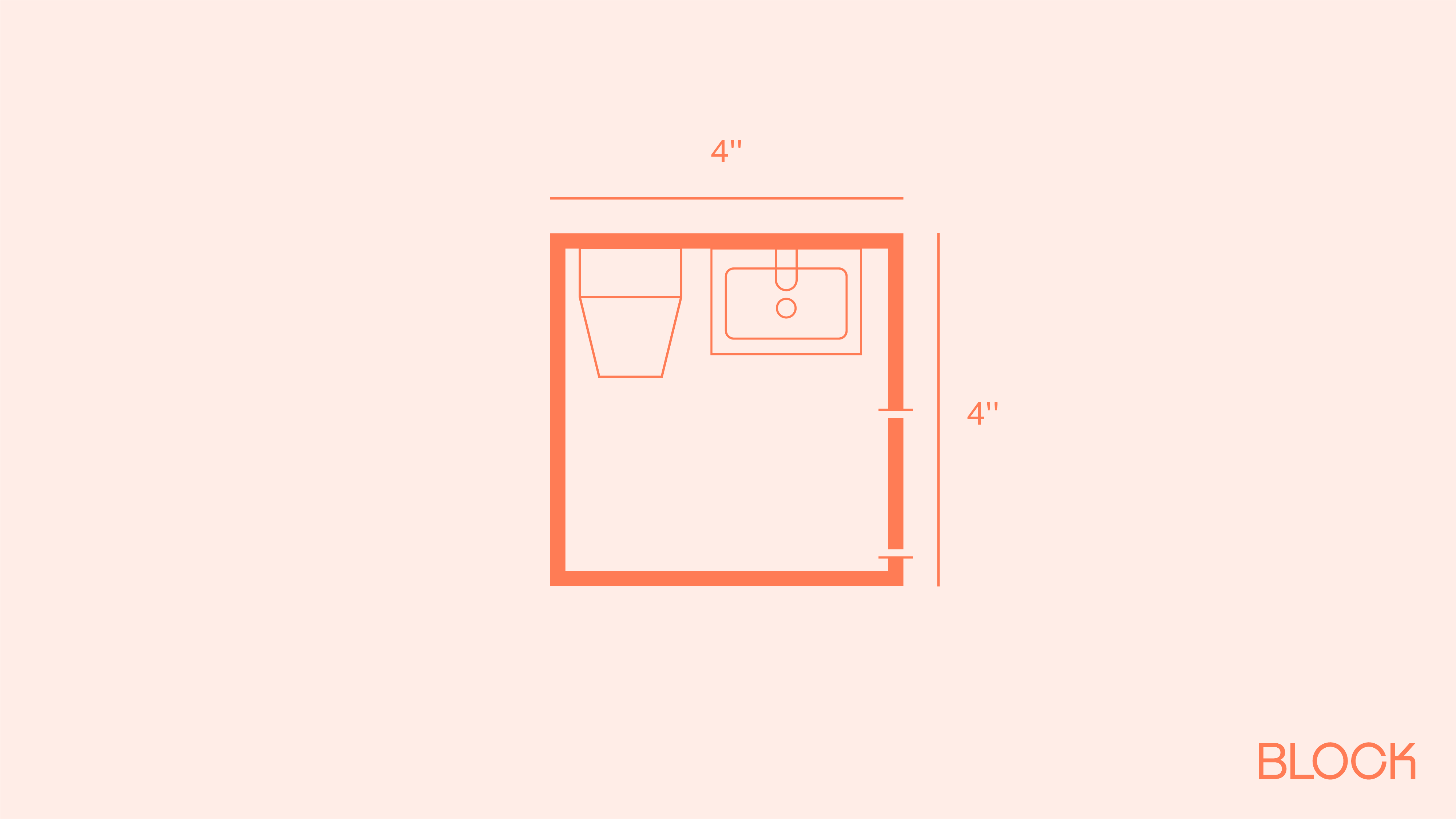 Block bathroom floor plan 4x4 layout