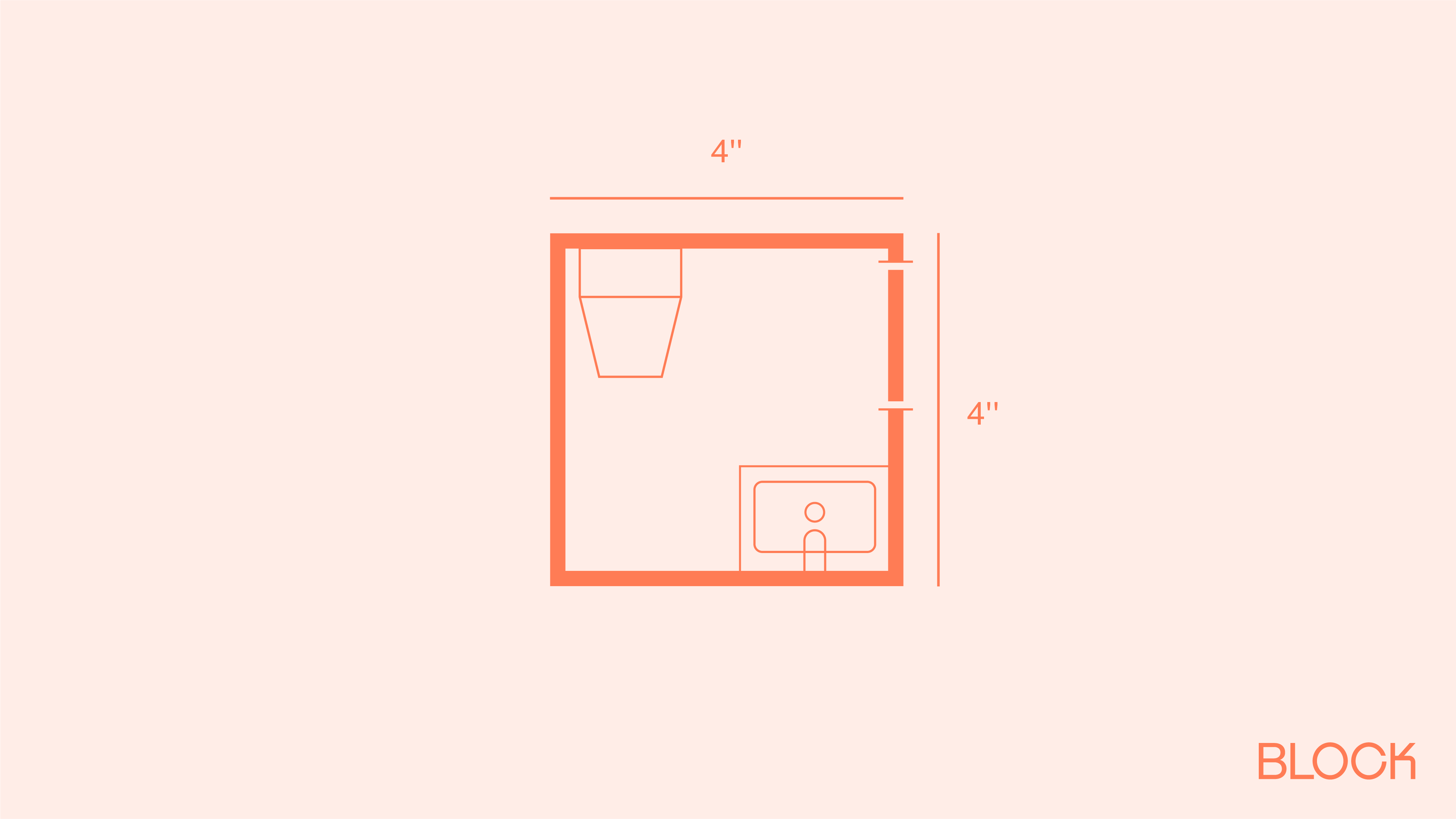 Block bathroom floor plan 4x4 layout