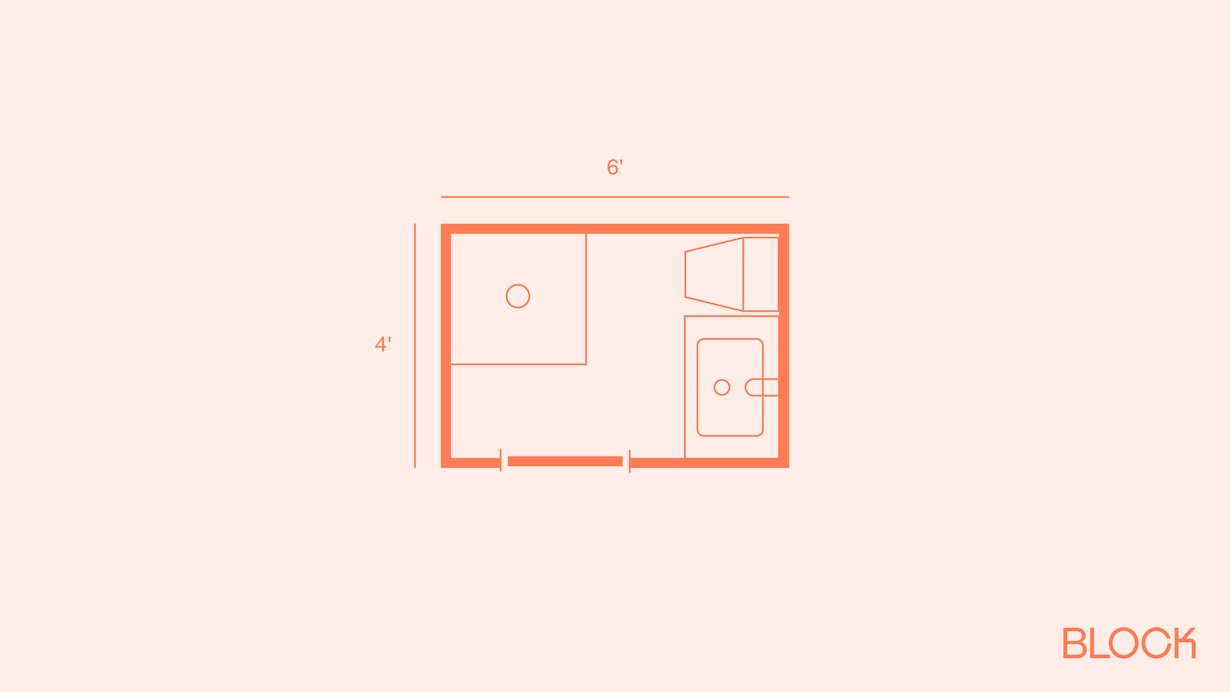 Block bathroom floor plan 4x6 layout