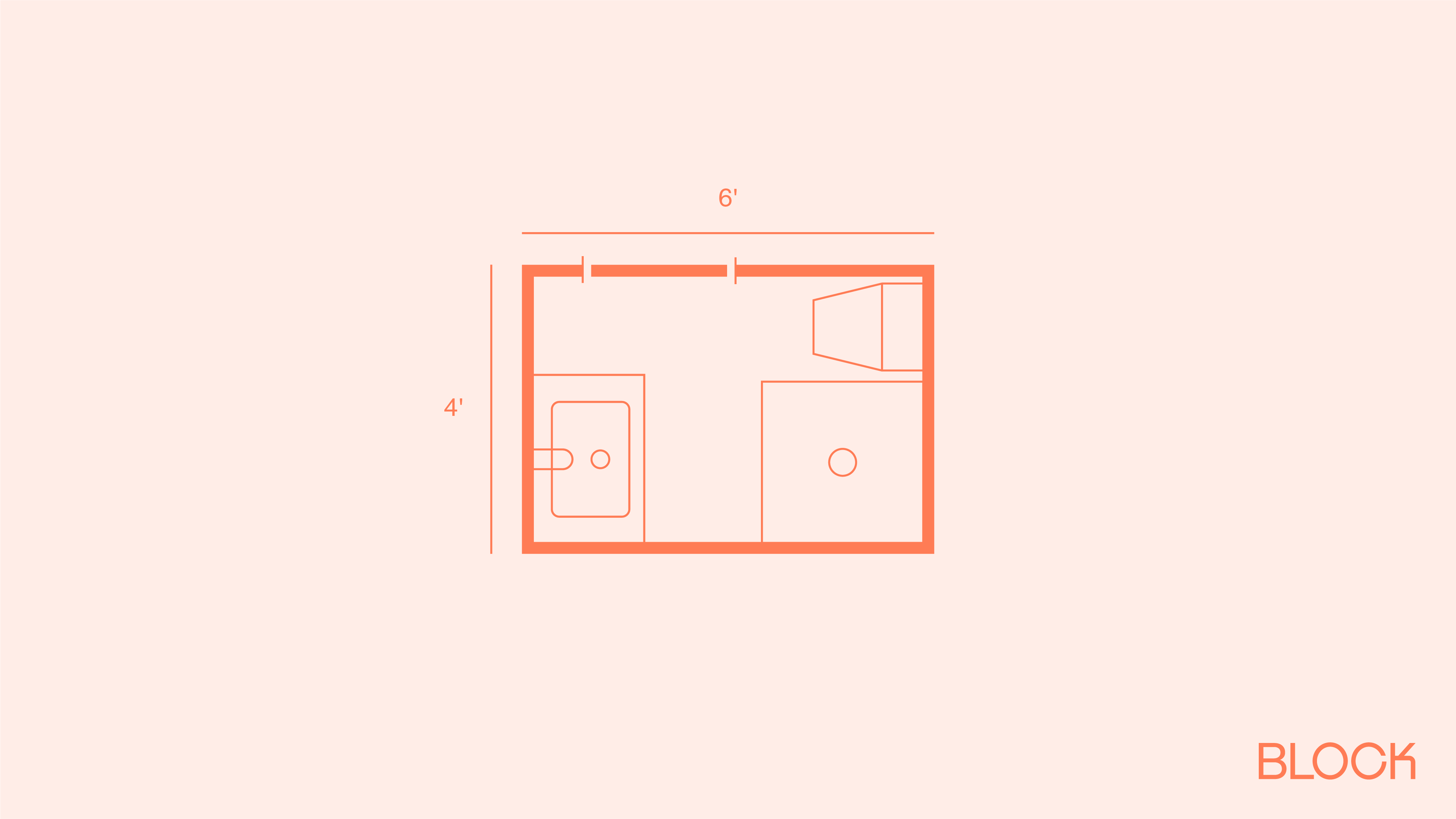 Block bathroom floor plan 4x6 layout
