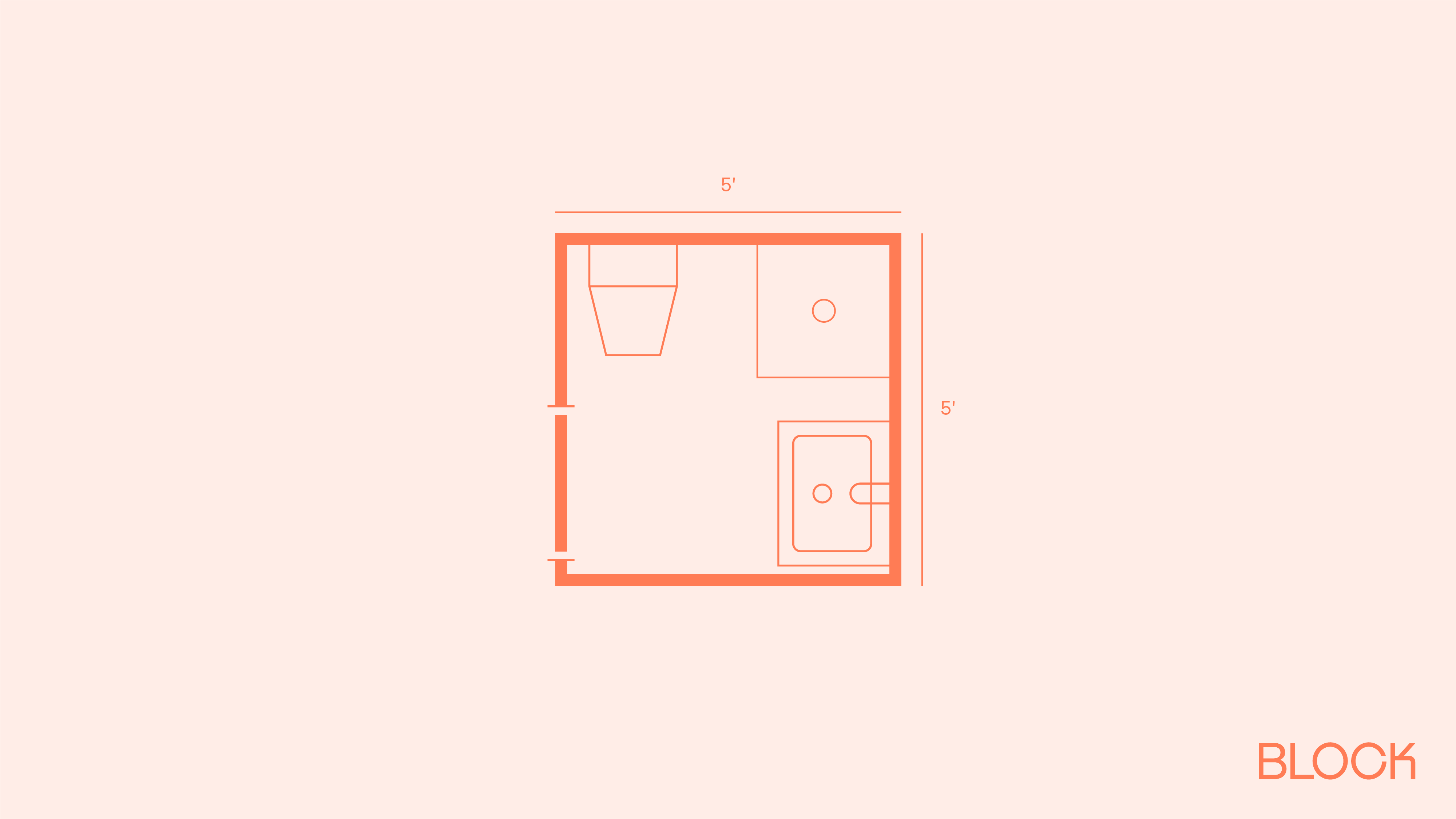 Block bathroom floor plan 5x5 layout