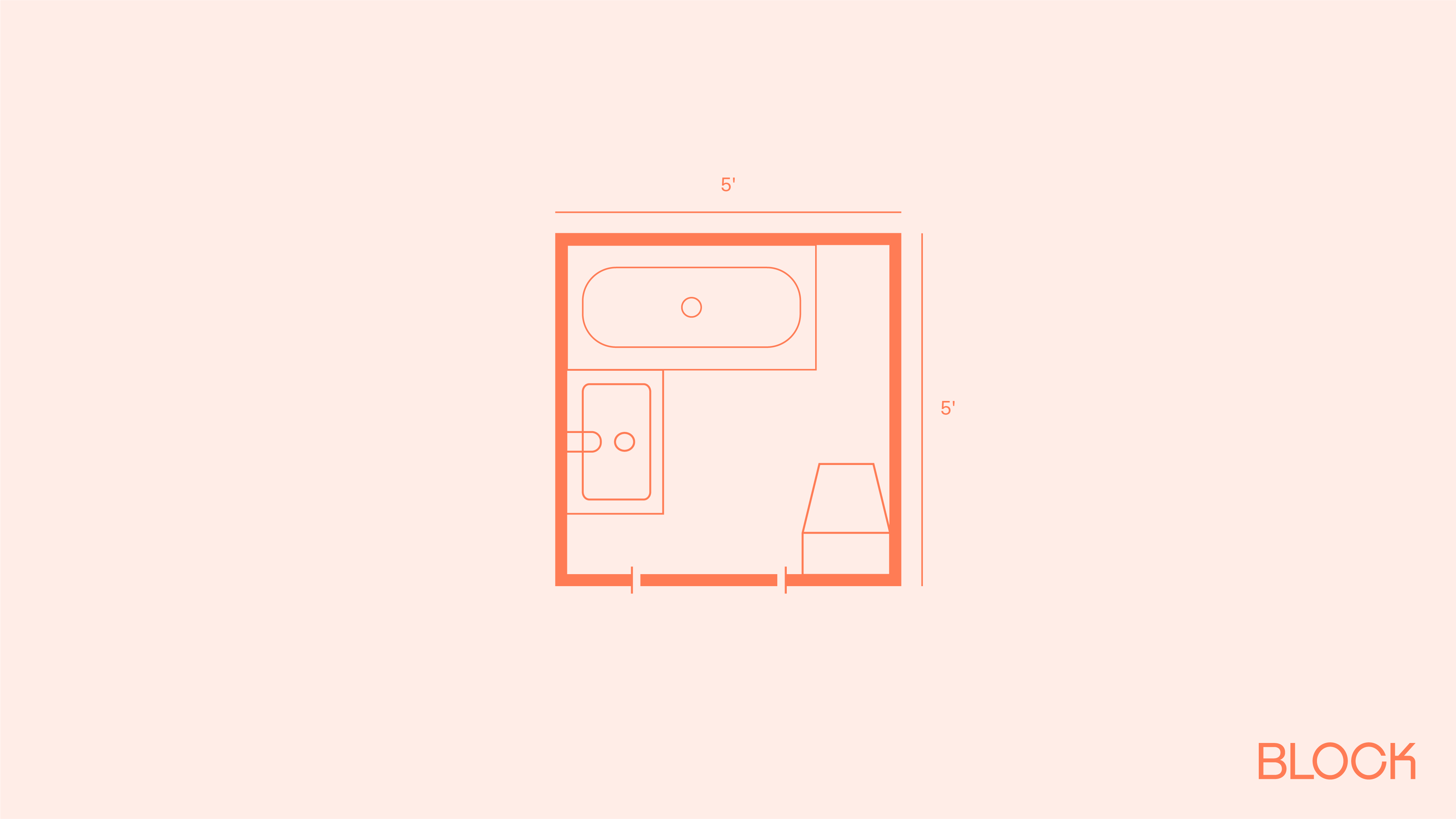 Block bathroom floor plan 5x5 layout