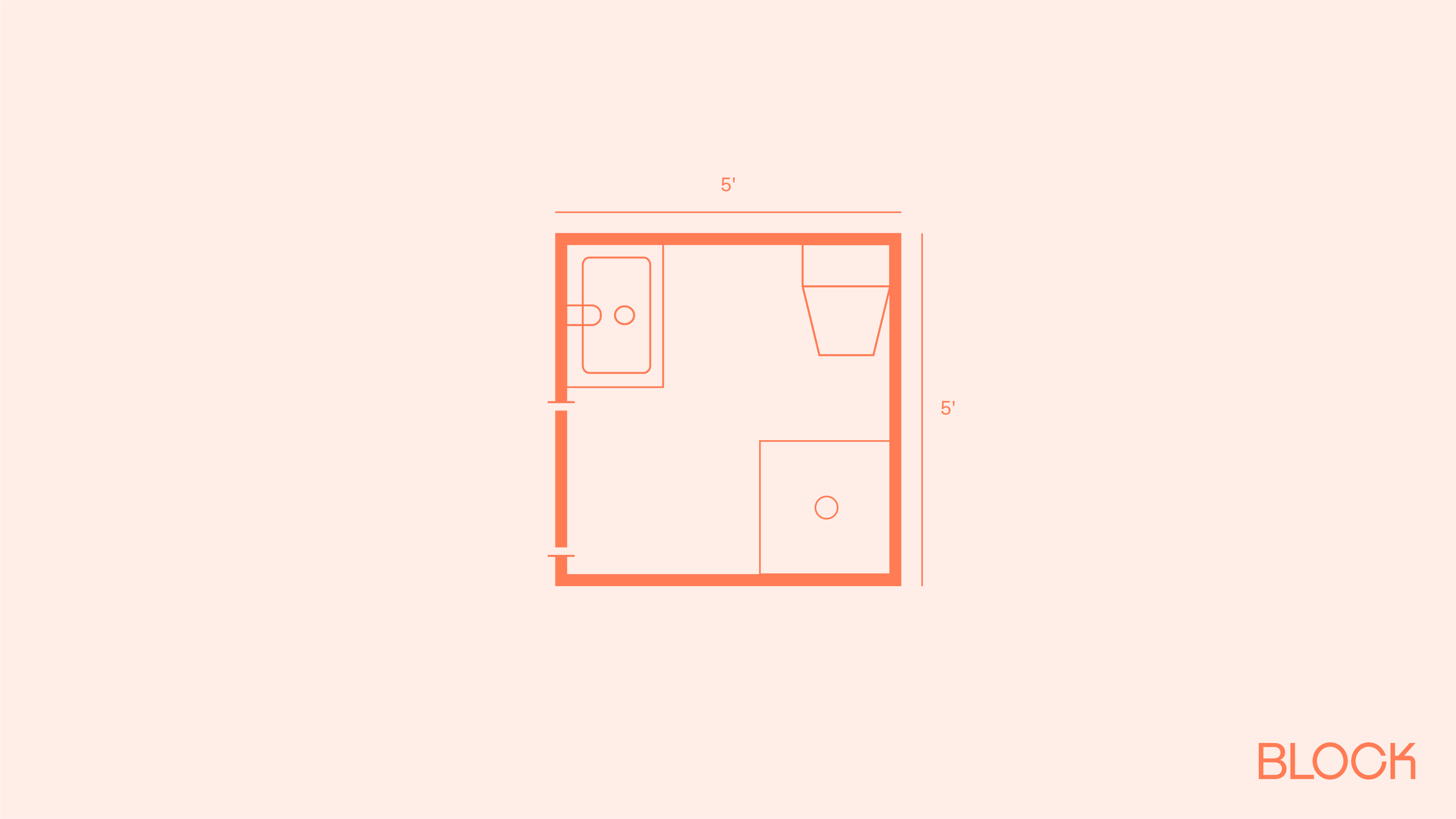 Block bathroom floor plan 5x5 layout