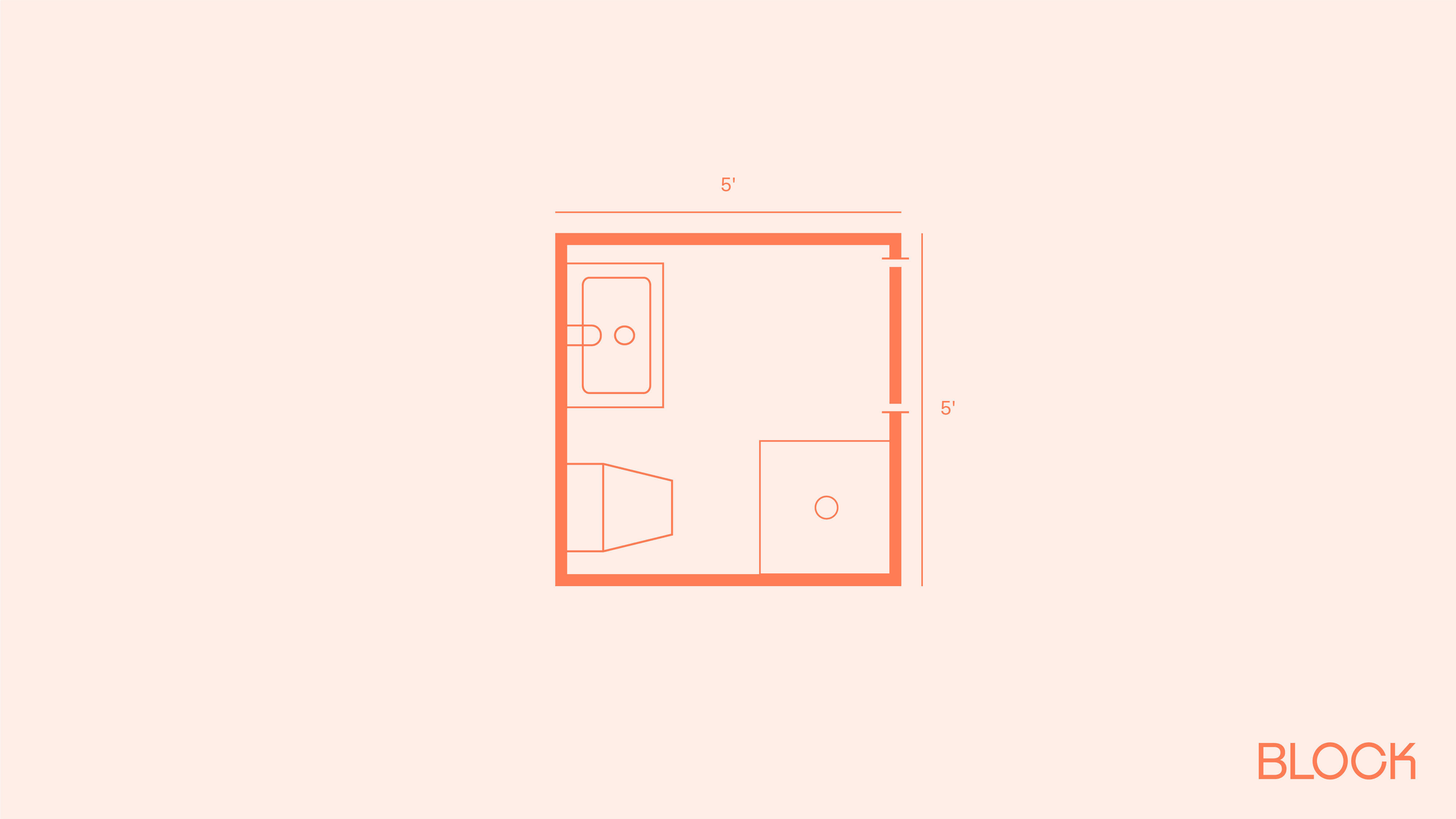 Block bathroom floor plan 5x5 layout