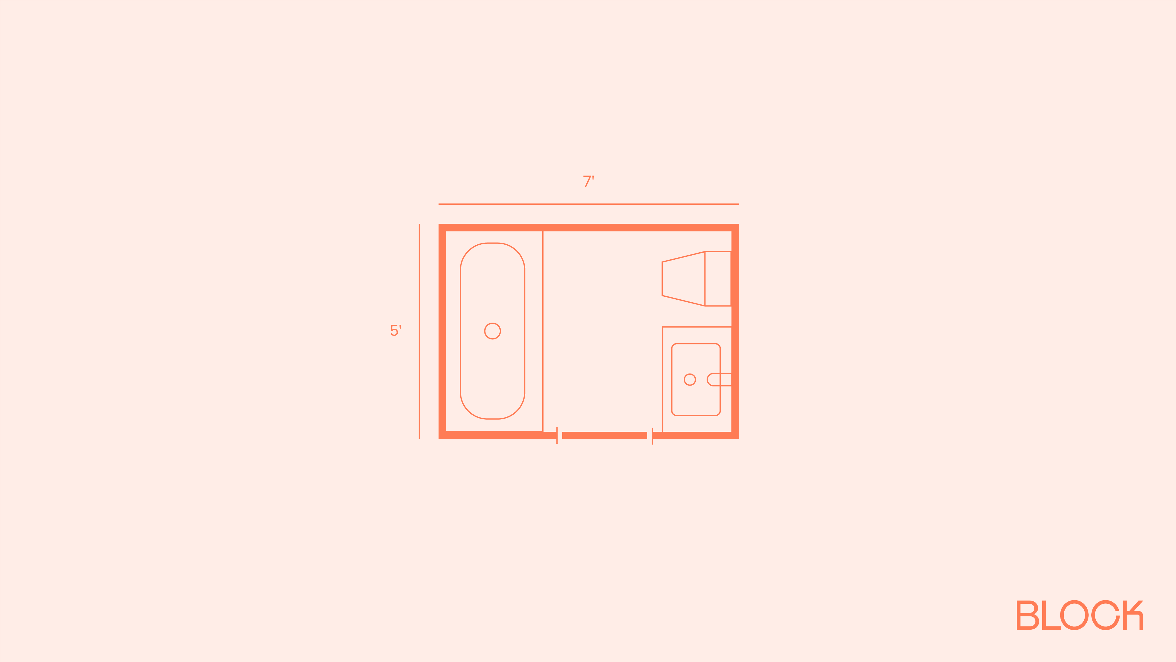 Block bathroom floor plan 5x7 layout