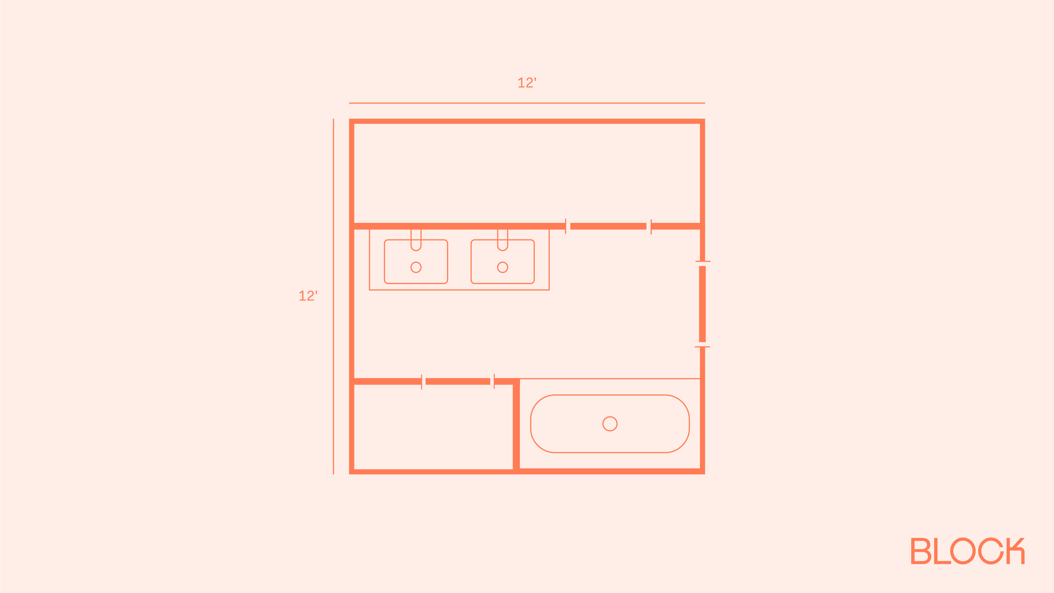 Block bathroom floor plan 12x12 layout