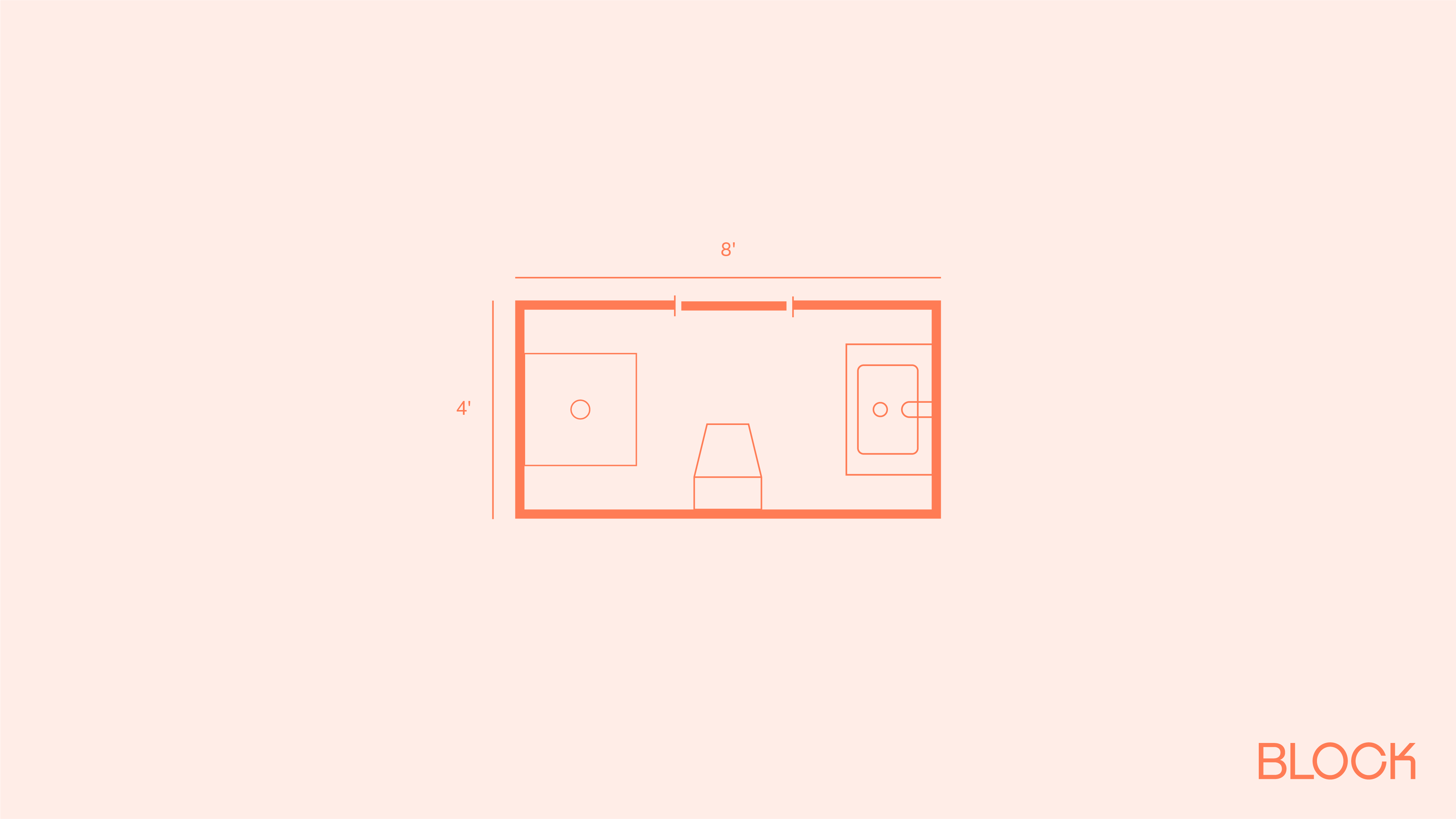 Block bathroom floor plan 4x8 layout