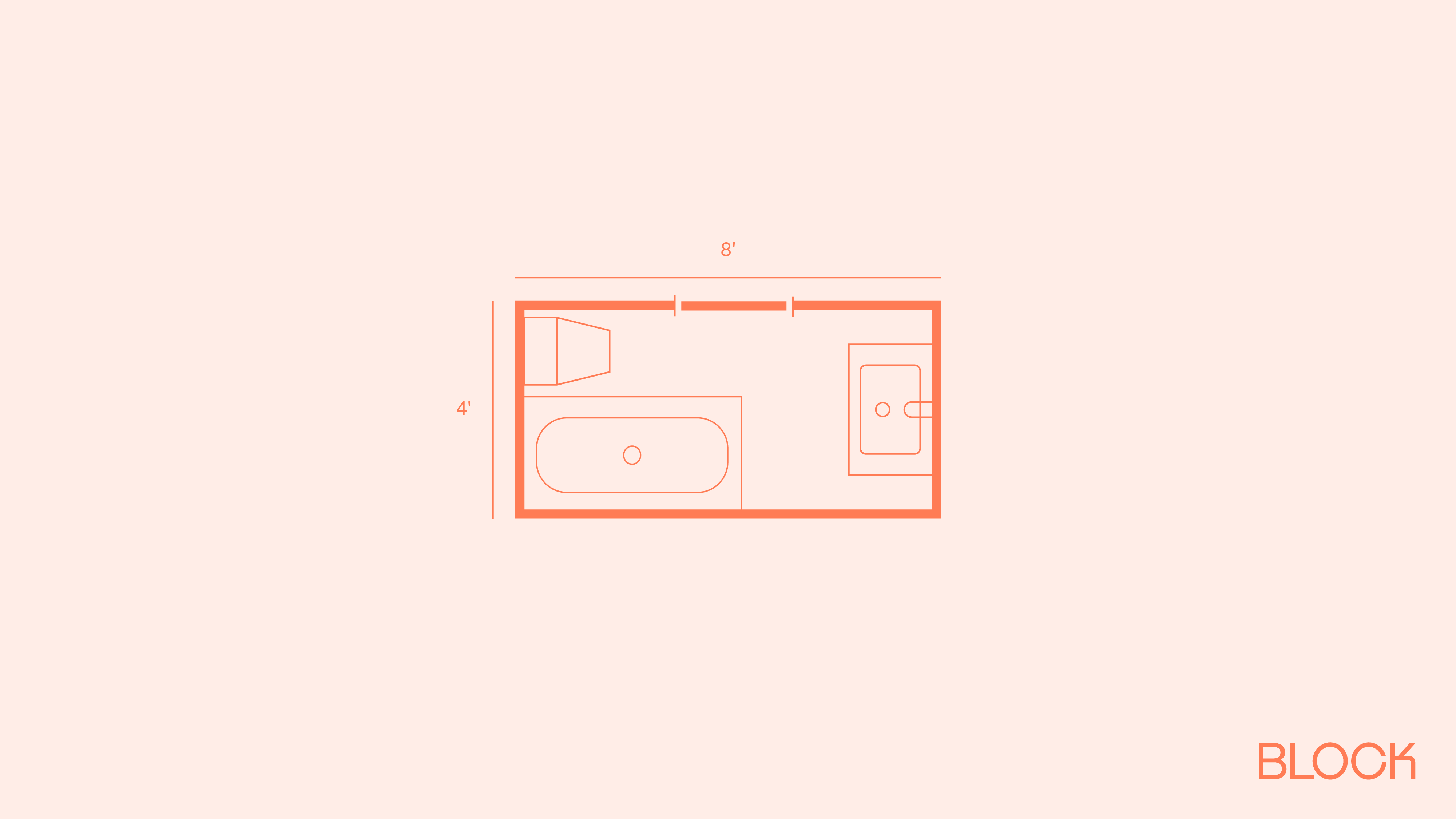 Block bathroom floor plan 4x8 layout