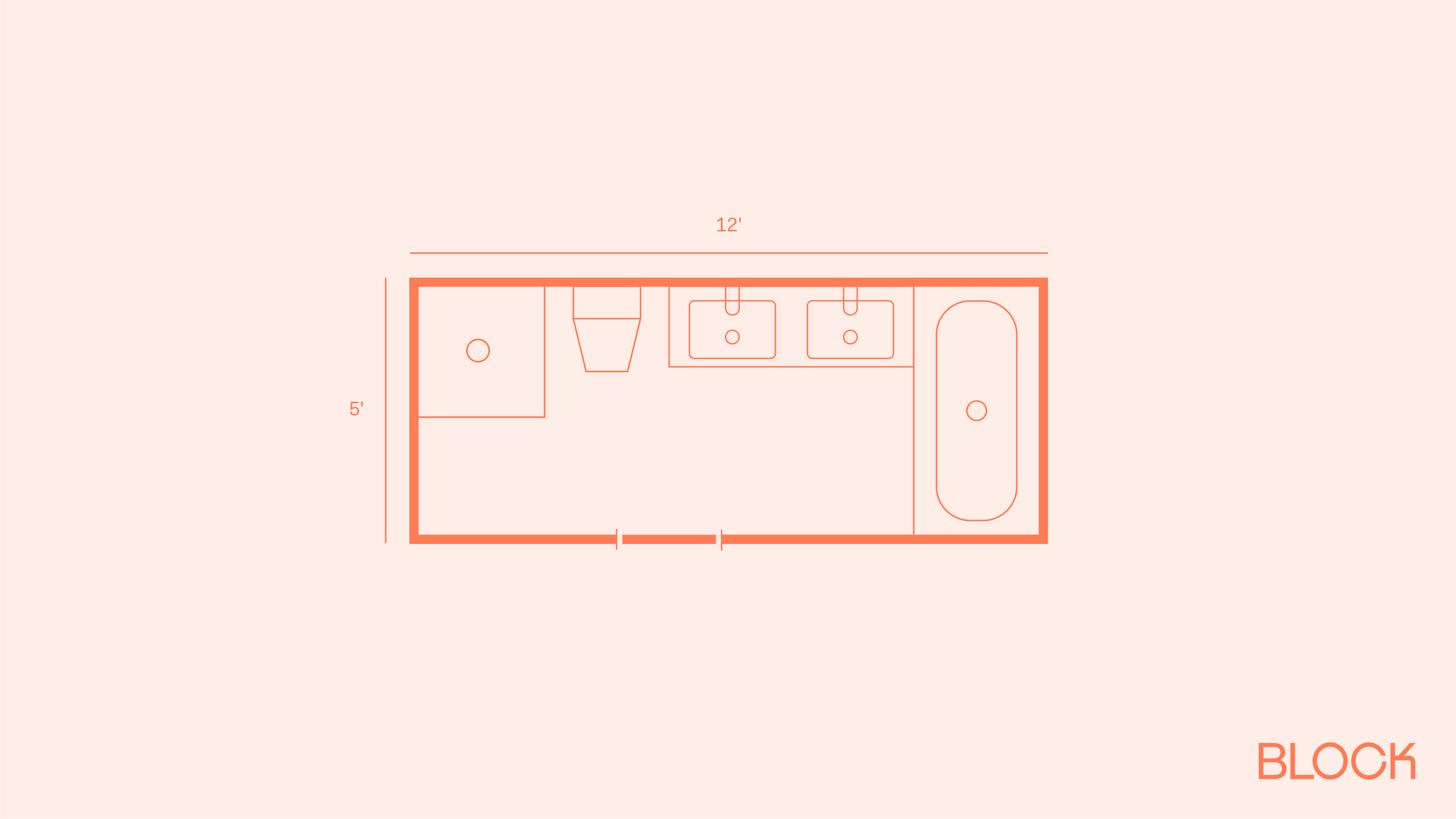 Block bathroom floor plan 5x12 layout