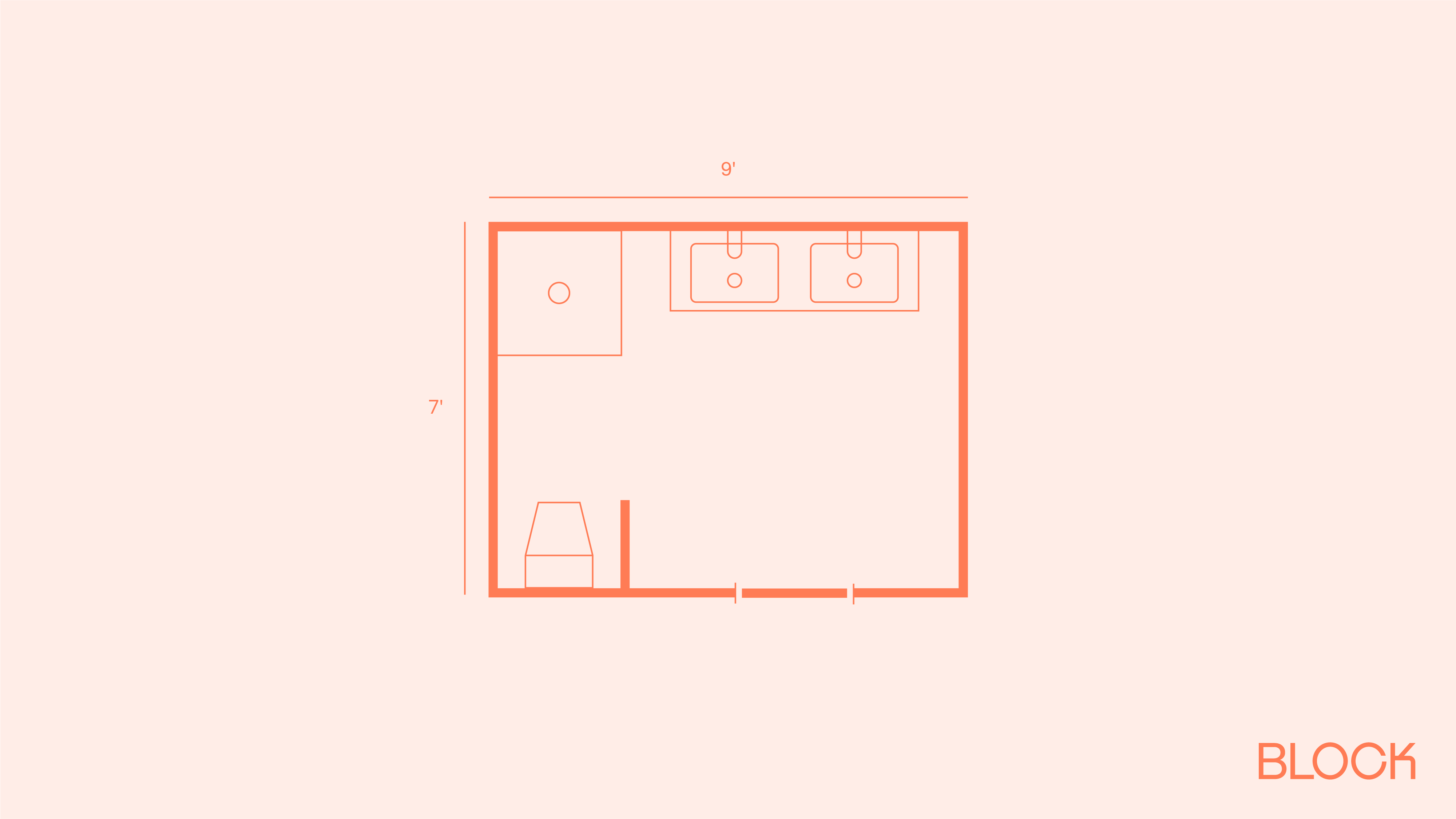 Block bathroom floor plan 7x9 layout