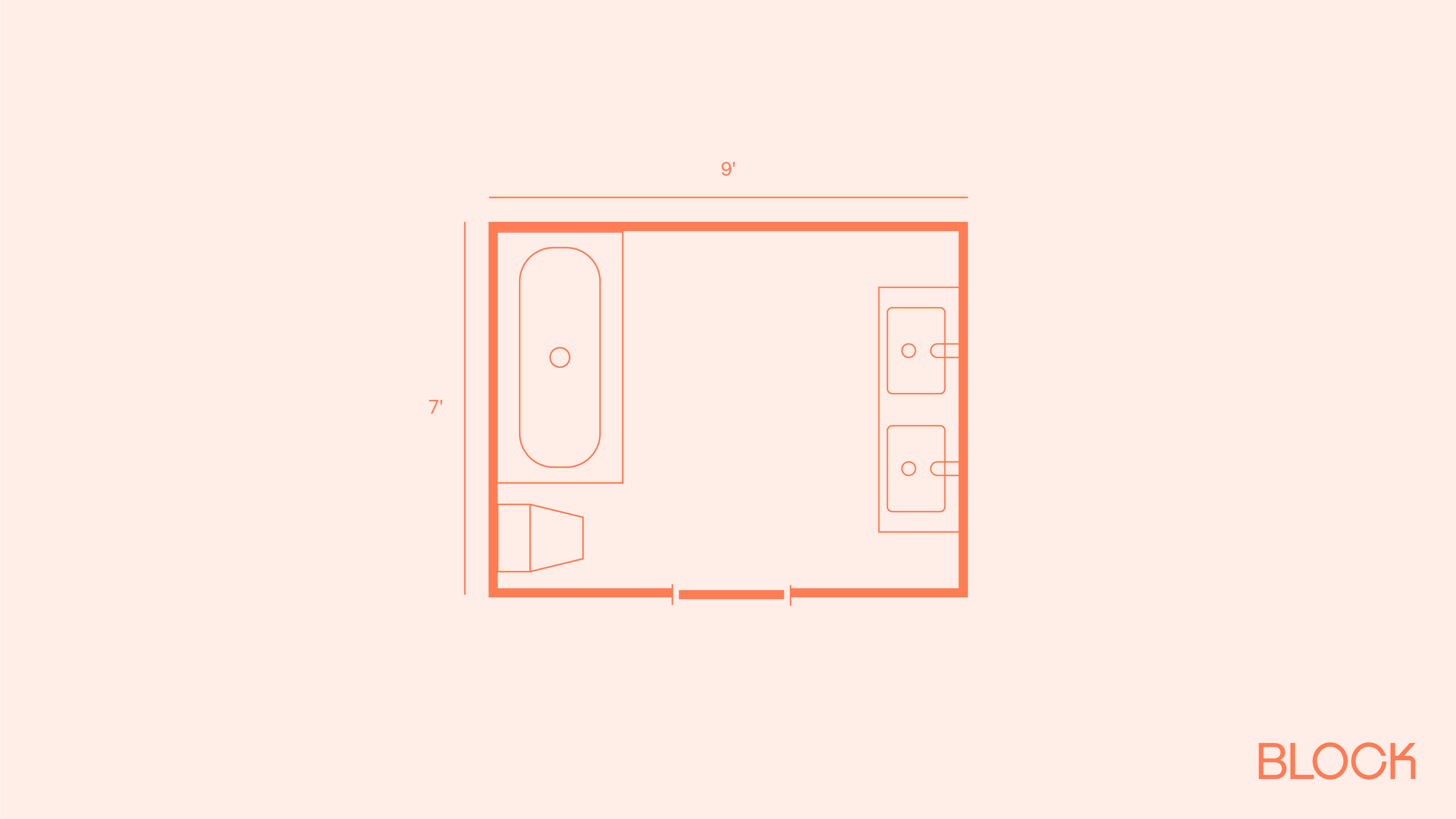 Block bathroom floor plan 7x9 layout