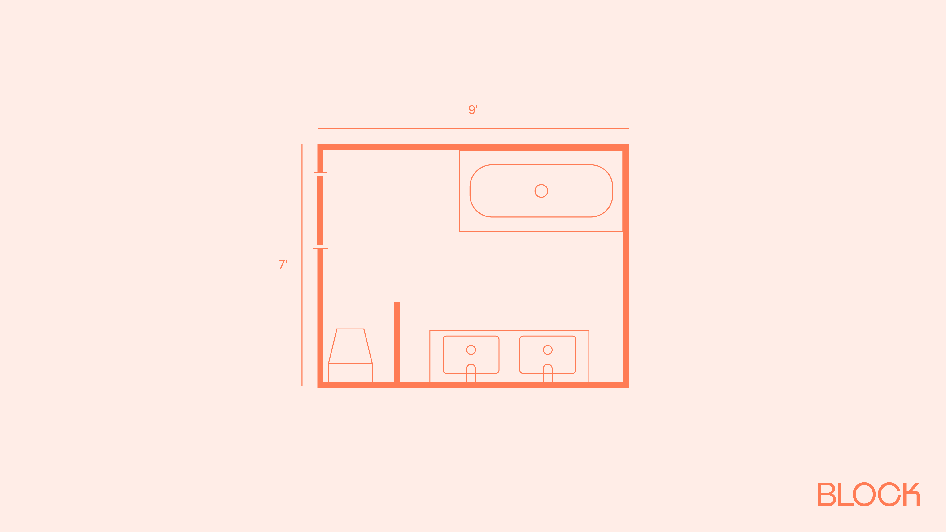Block bathroom floor plan 7x9 layout