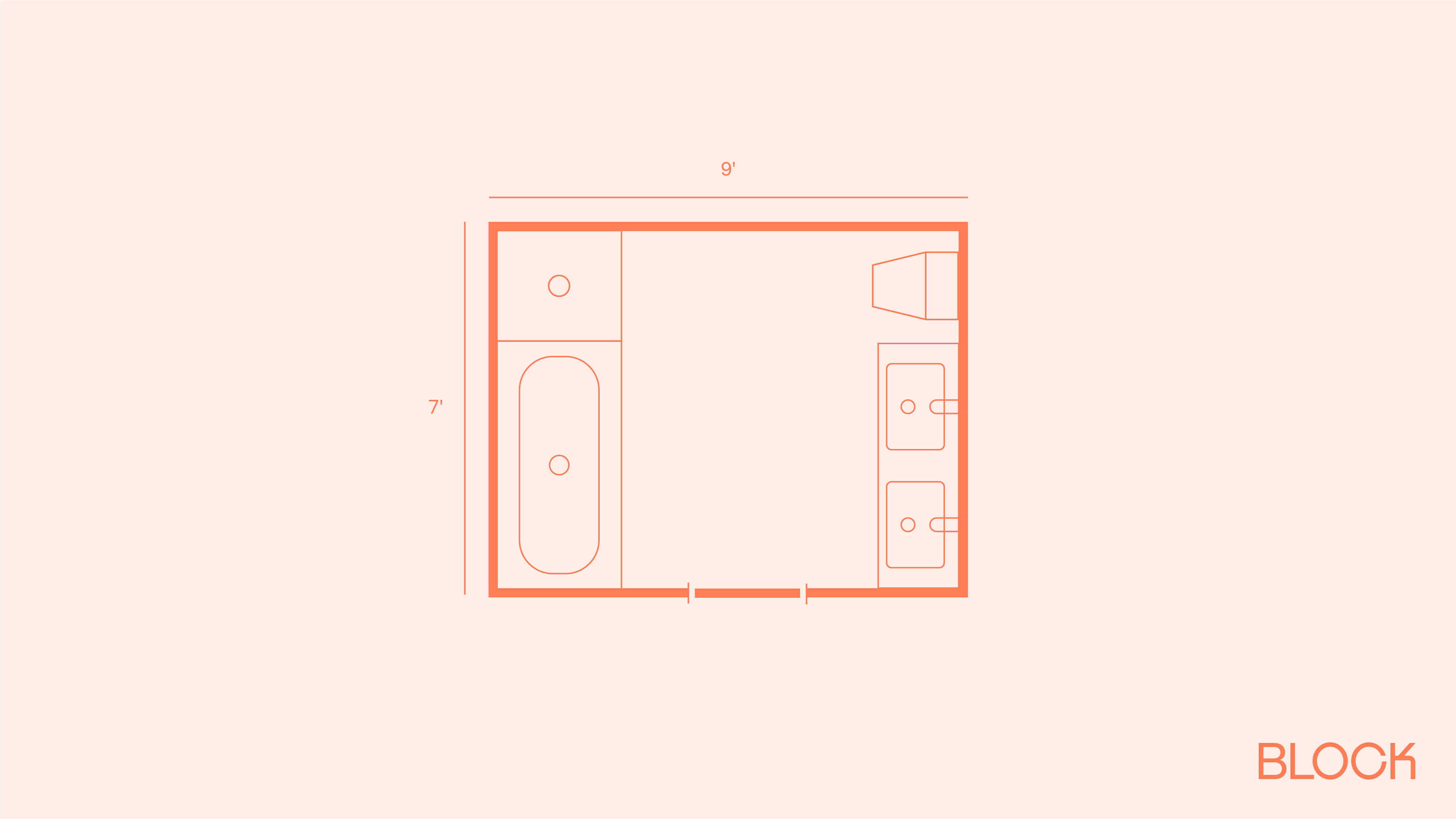 Block bathroom floor plan 7x9 layout