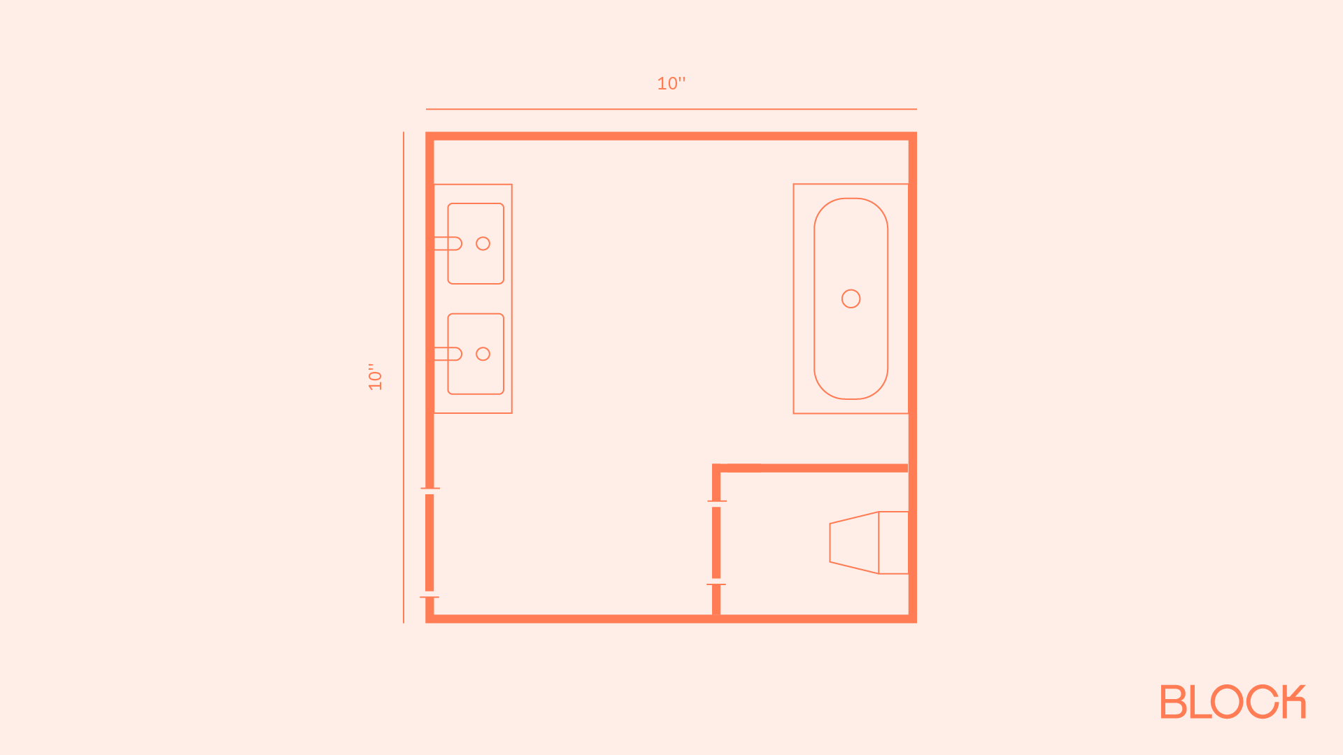Block bathroom floor plan 10x10 layout