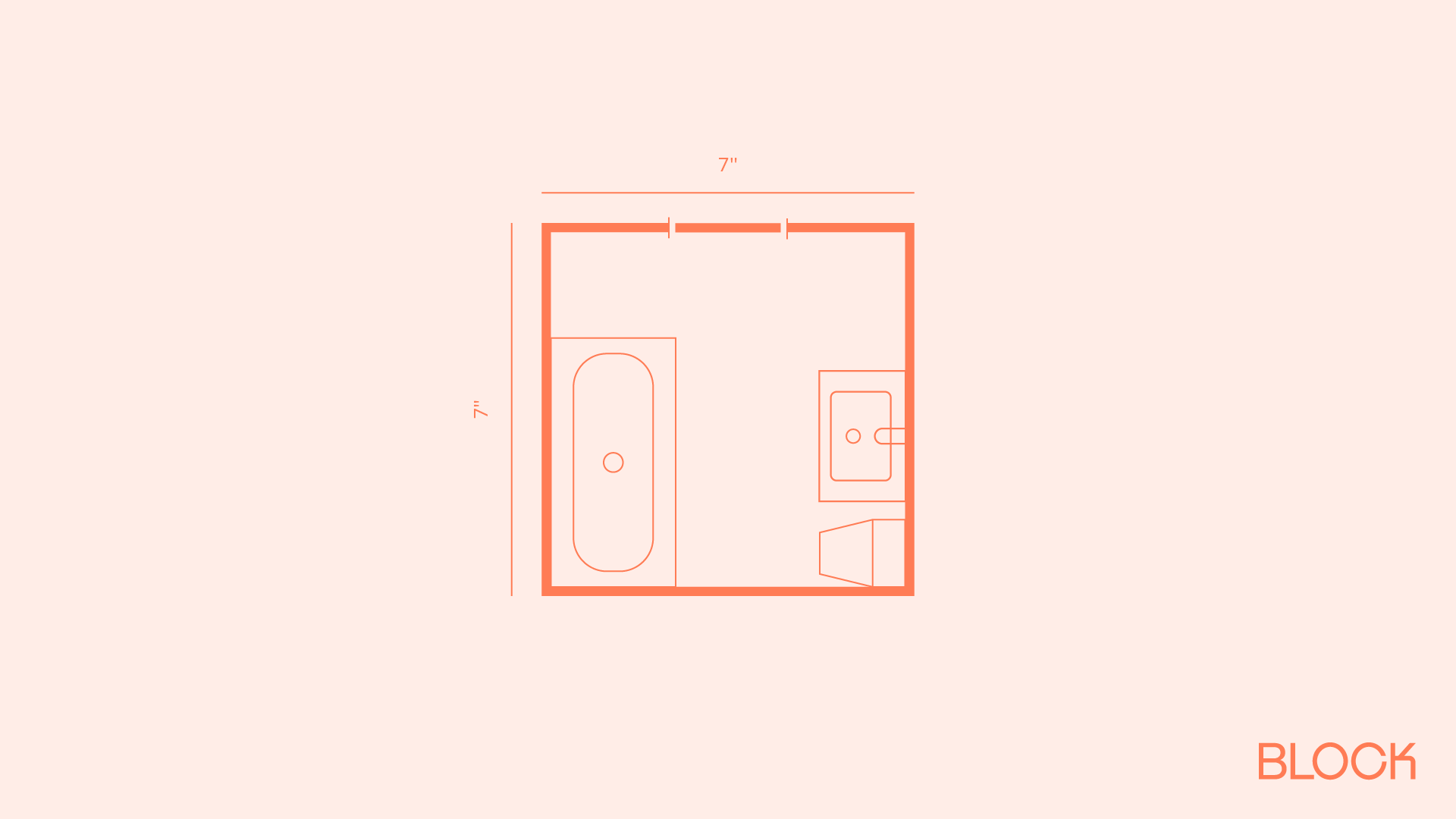 Block bathroom floor plan 7x7 layout