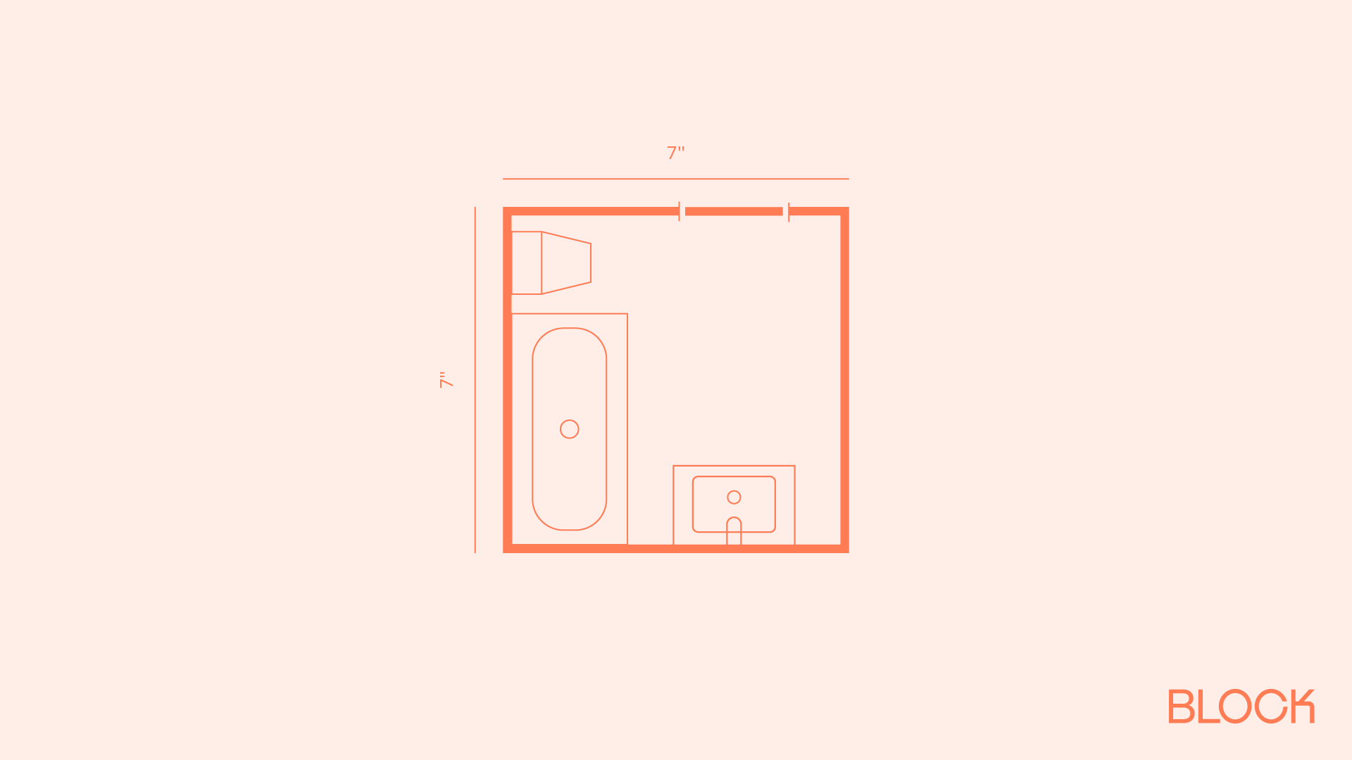 Block bathroom floor plan 7x7 layout