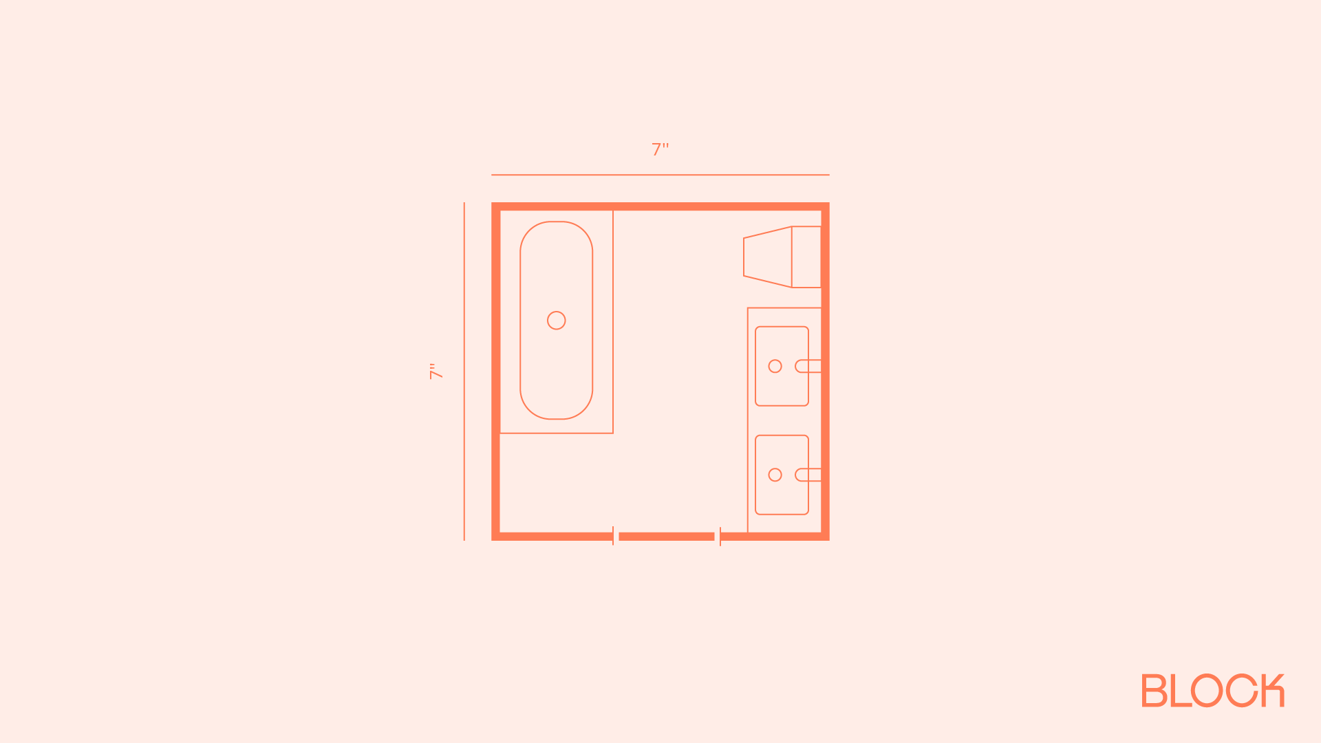 Block bathroom floor plan 7x7 layout