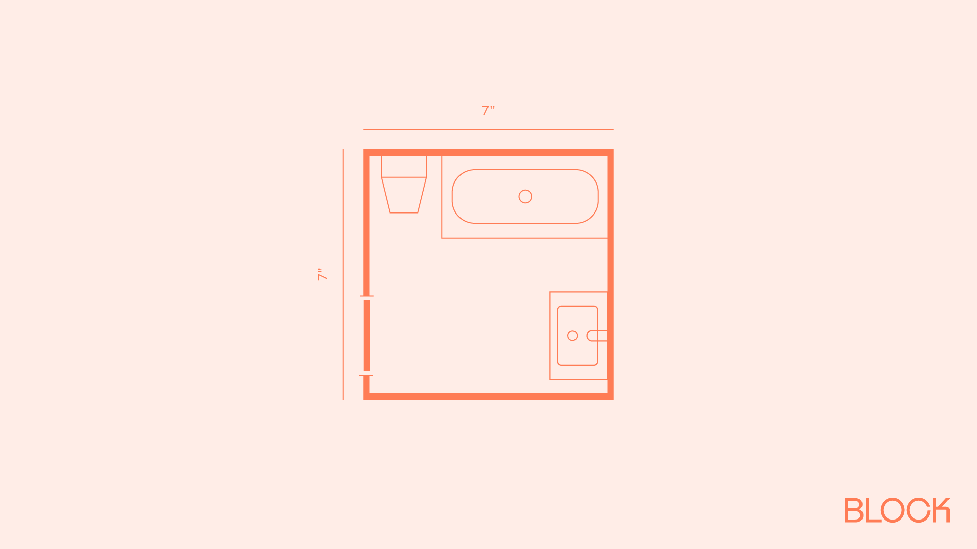 Block bathroom floor plan 7x7 layout