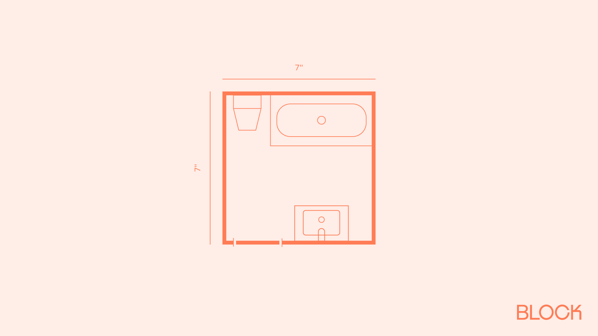 Block bathroom floor plan 7x7 layout