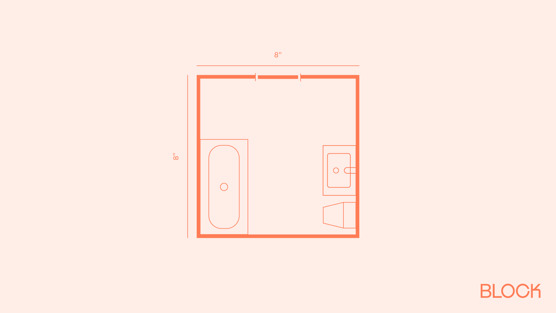 Block bathroom floor plan 8x8 layout
