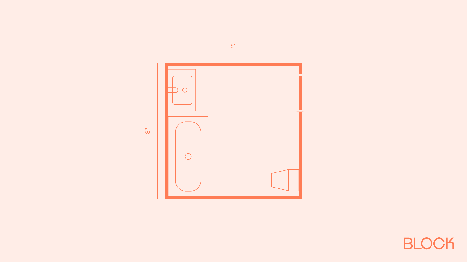 Block bathroom floor plan 8x8 layout