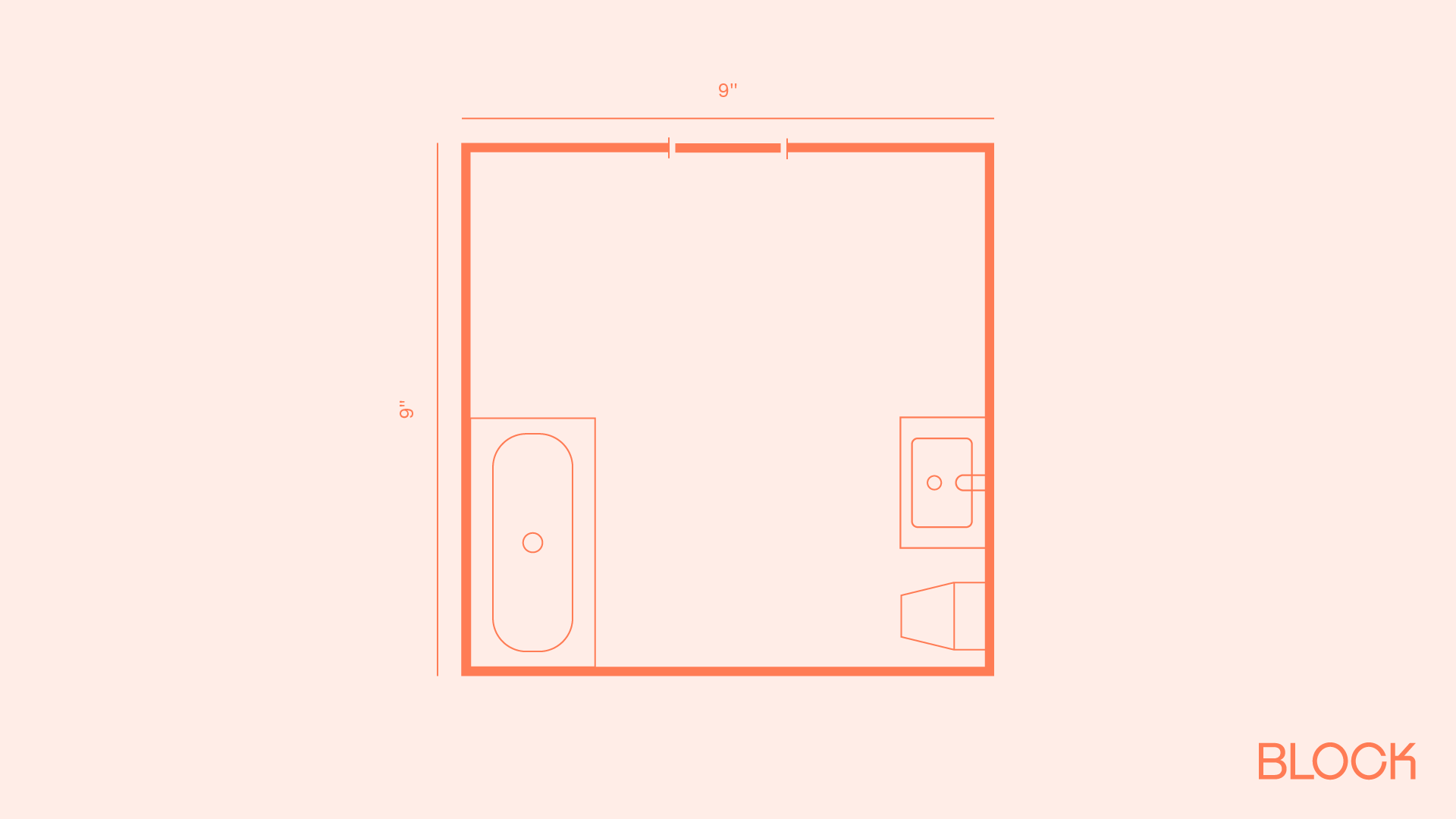 Block bathroom floor plan 9x9 layout