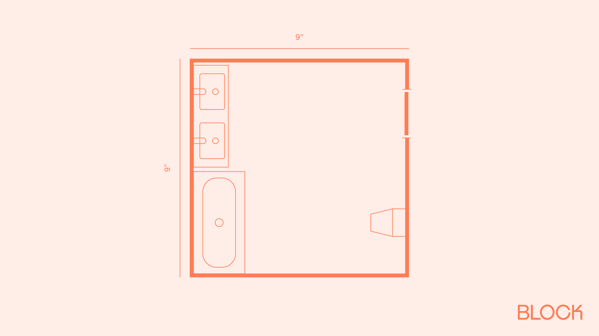 Block bathroom floor plan 9x9 layout