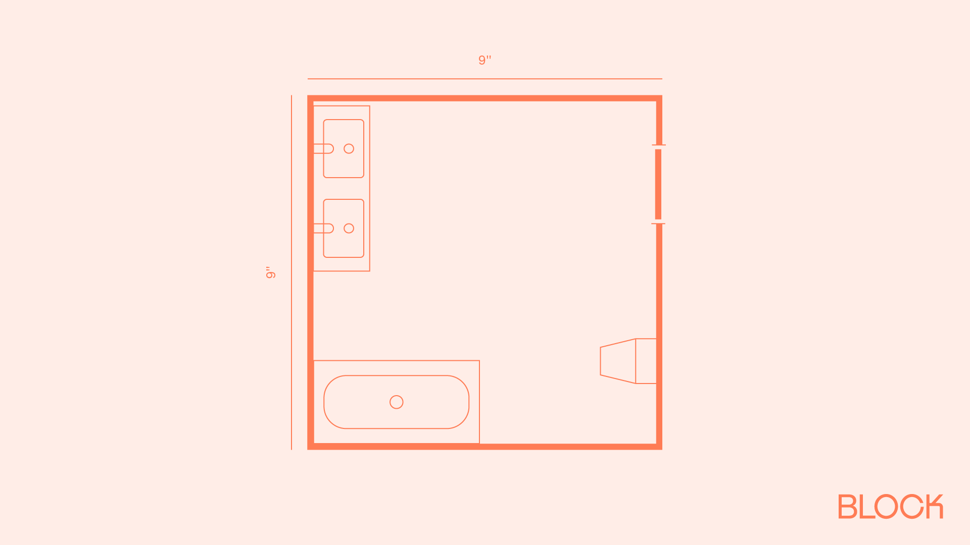 Block bathroom floor plan 9x9 layout