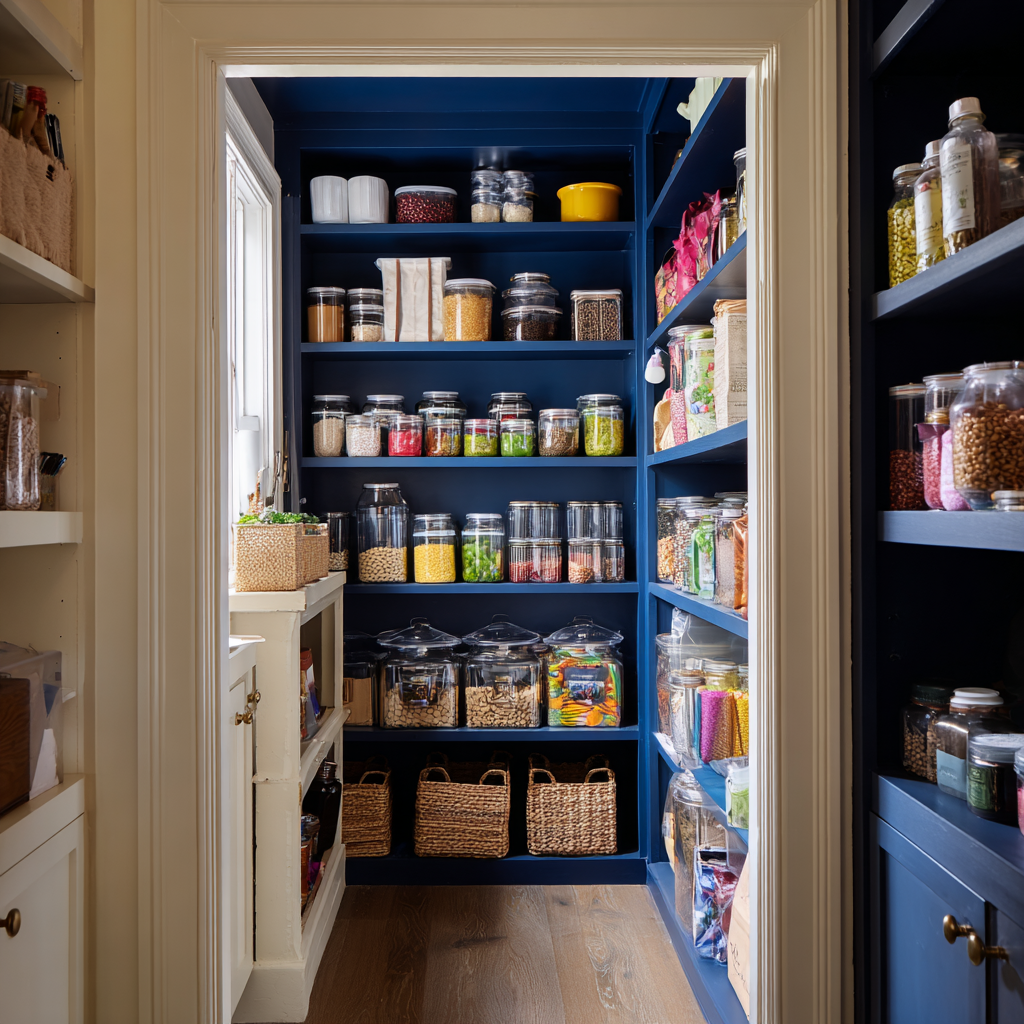 Blue Shelves Pantry