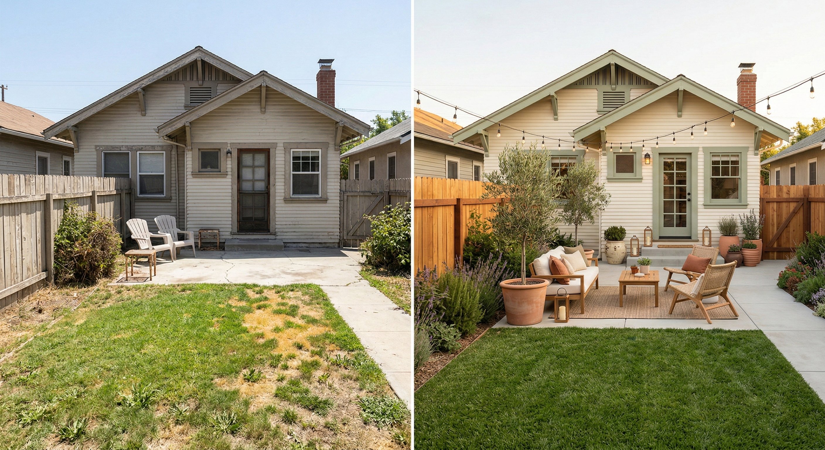 California Bungalow Before and After - Backyard-N