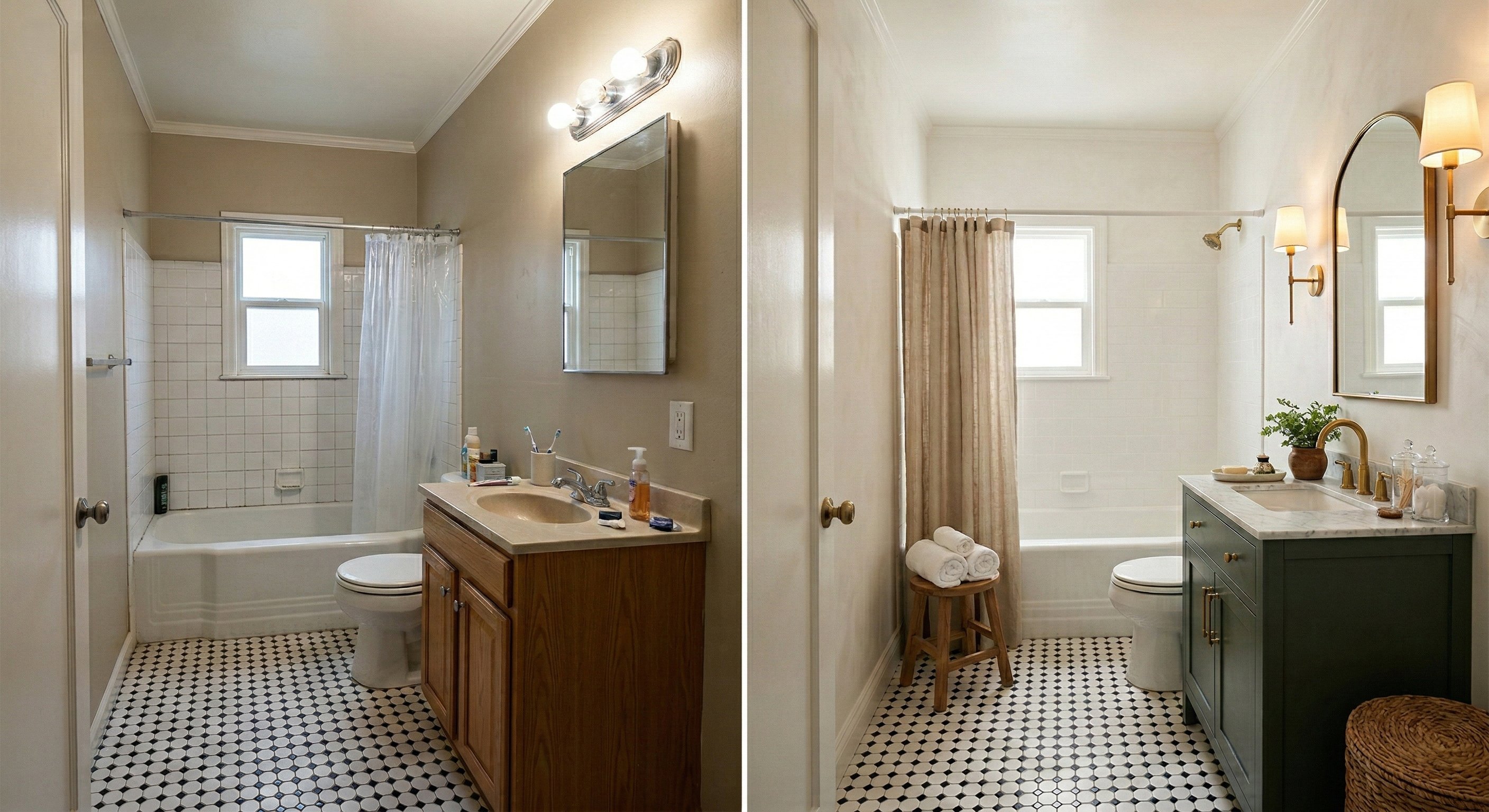 California Bungalow Before and After -Bathroom -N