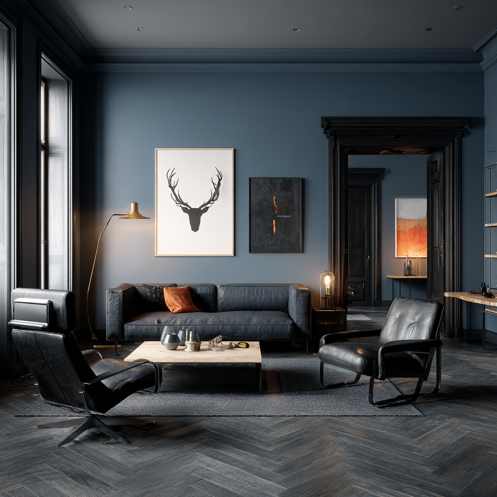 Dark Gray Floors Steel Blue