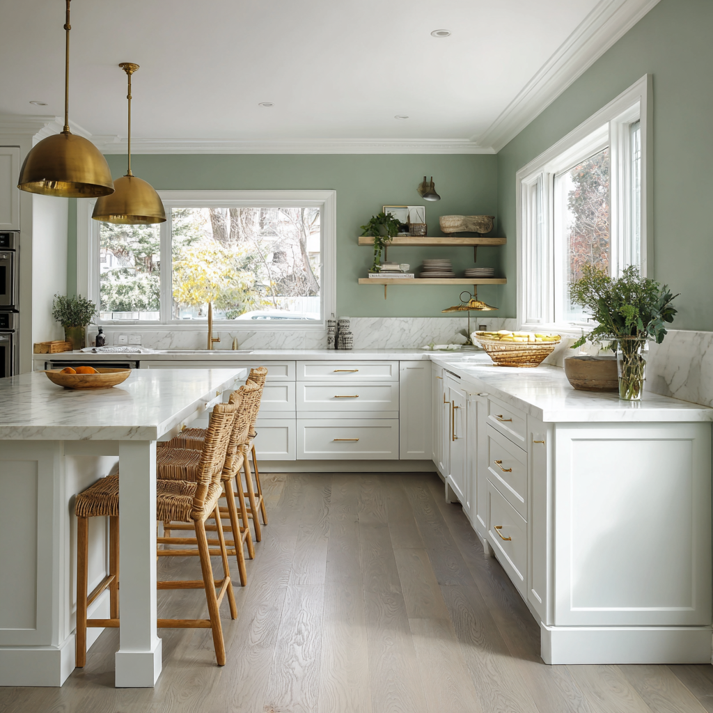 Gray Floors Green Walls