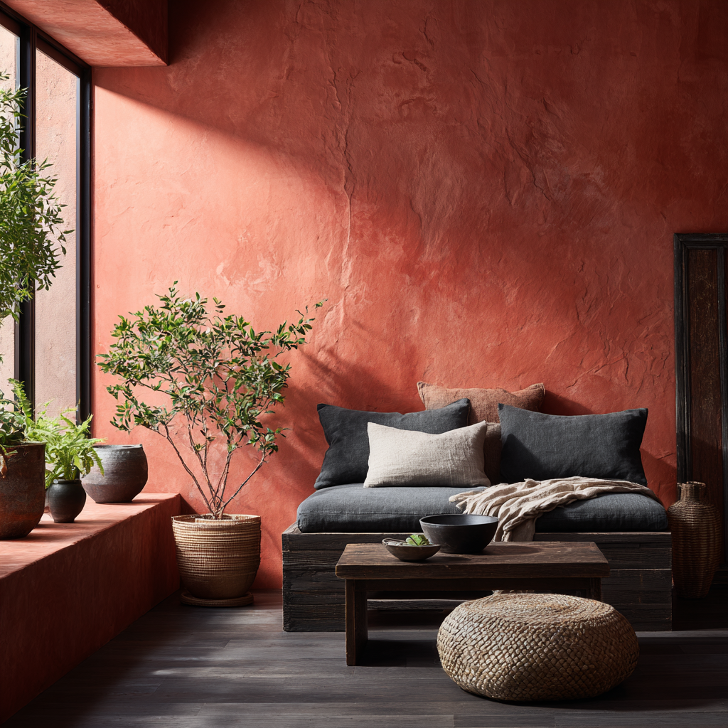 Gray Floros Red Walls