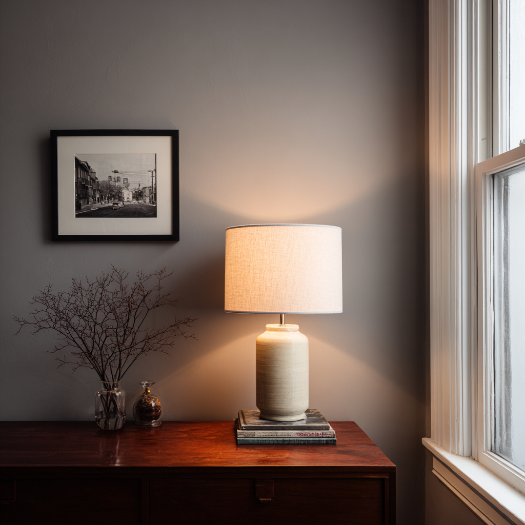 Gray Walls Lamp