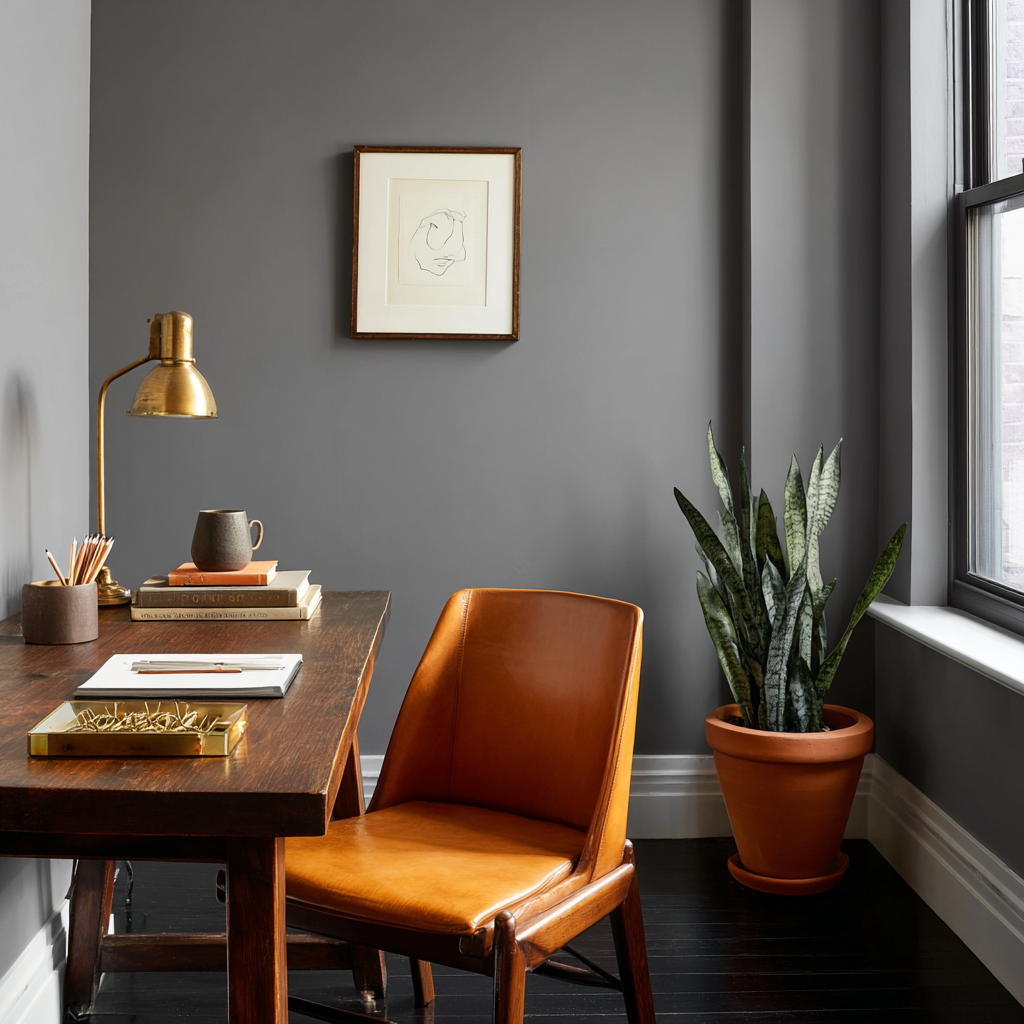 Gray Walls leather chair