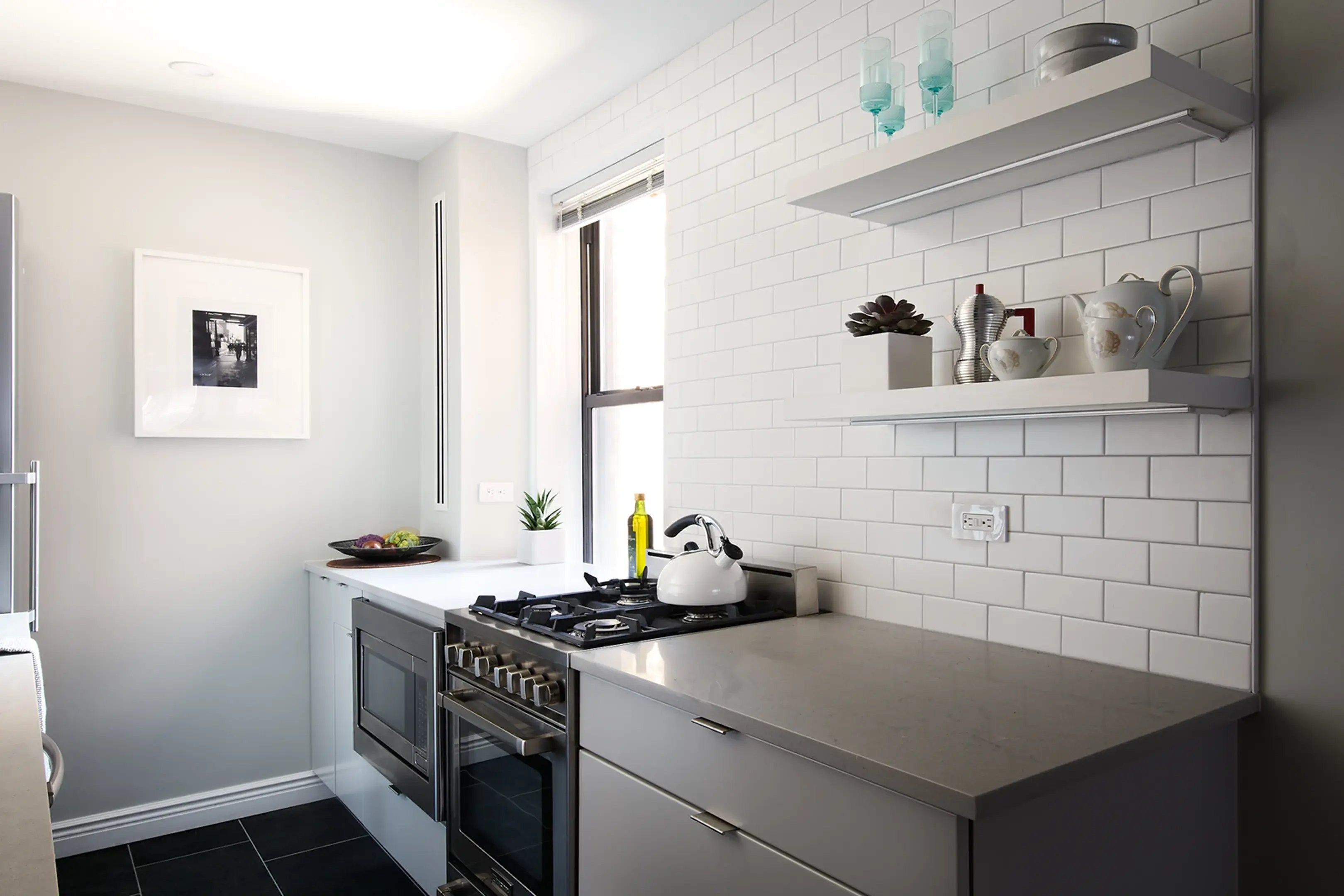 Kitchen With Microwave In Base Cabinets