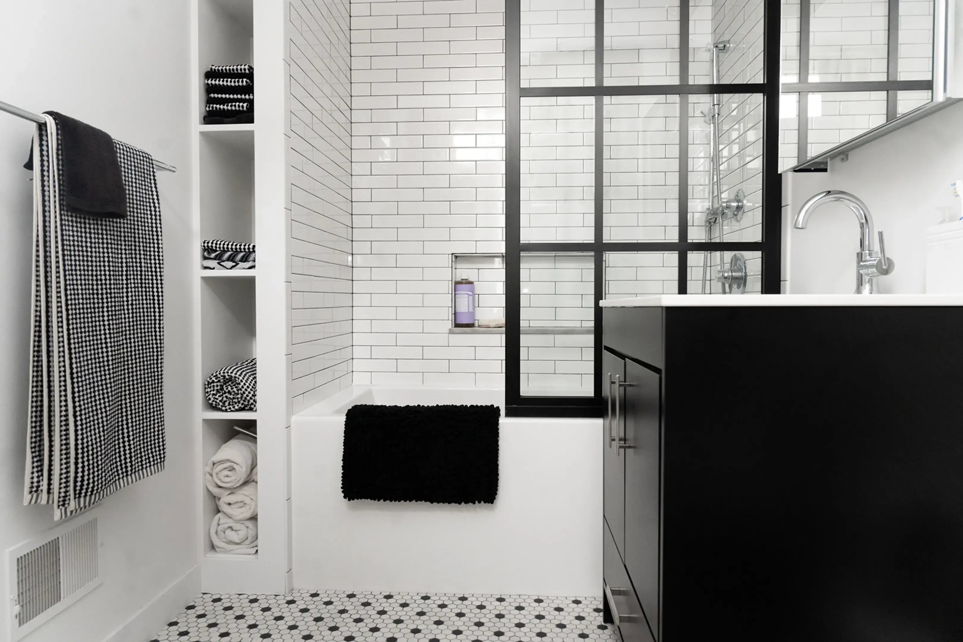 black and white bathroom