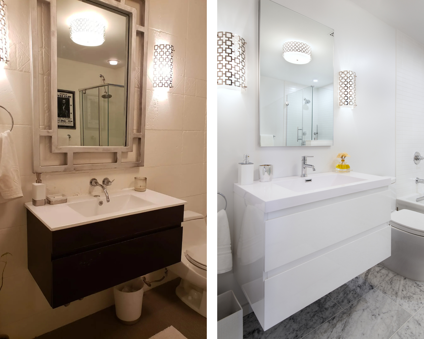 Before and after bathroom in NYC