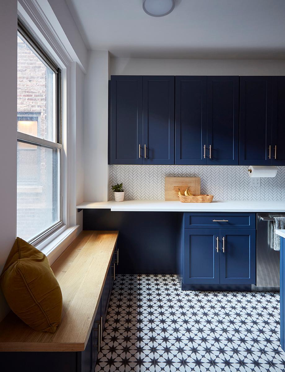 Remodeled New York Condo Kitchen With Bench