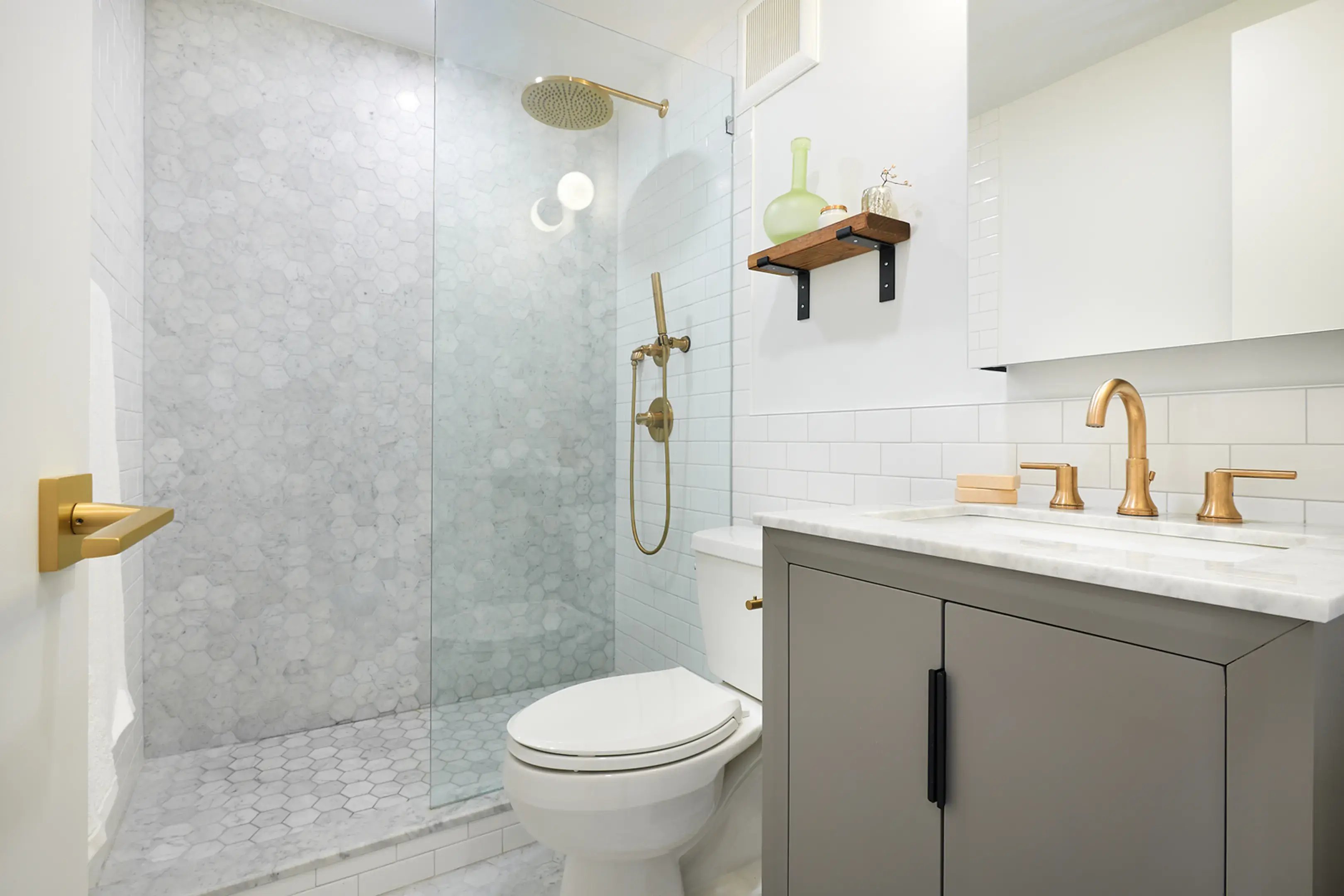 Walk-in shower in a bathroom
