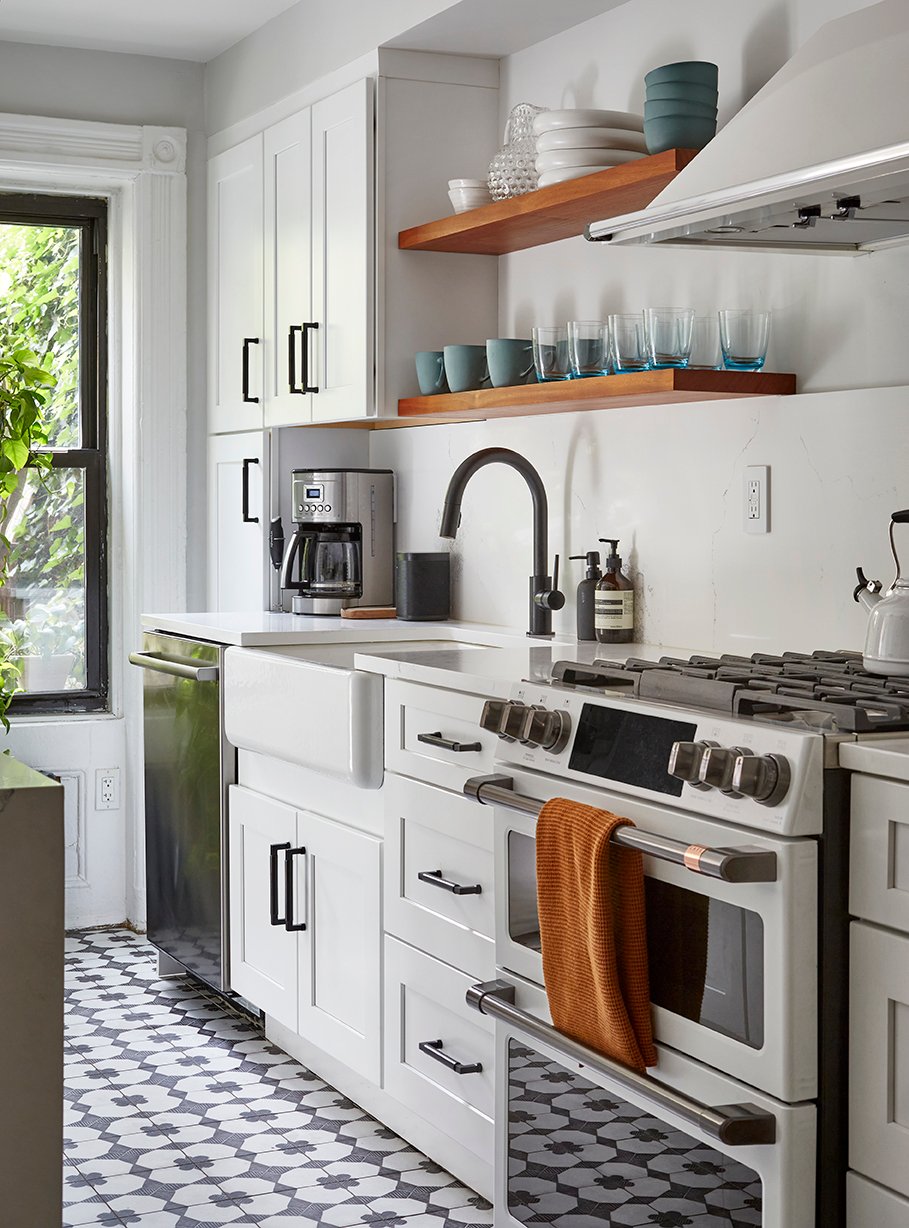 White Kitchen Cabinets Floating Shelves