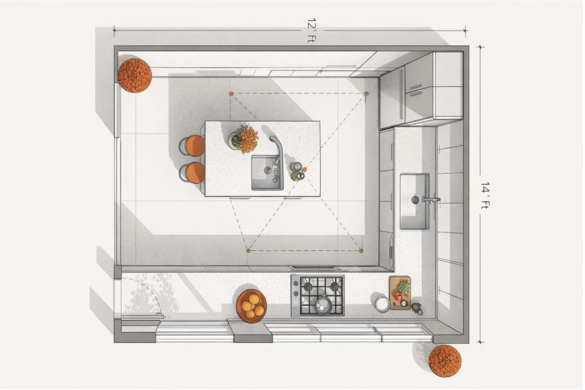 L-shaped 12x14 Floor Plan